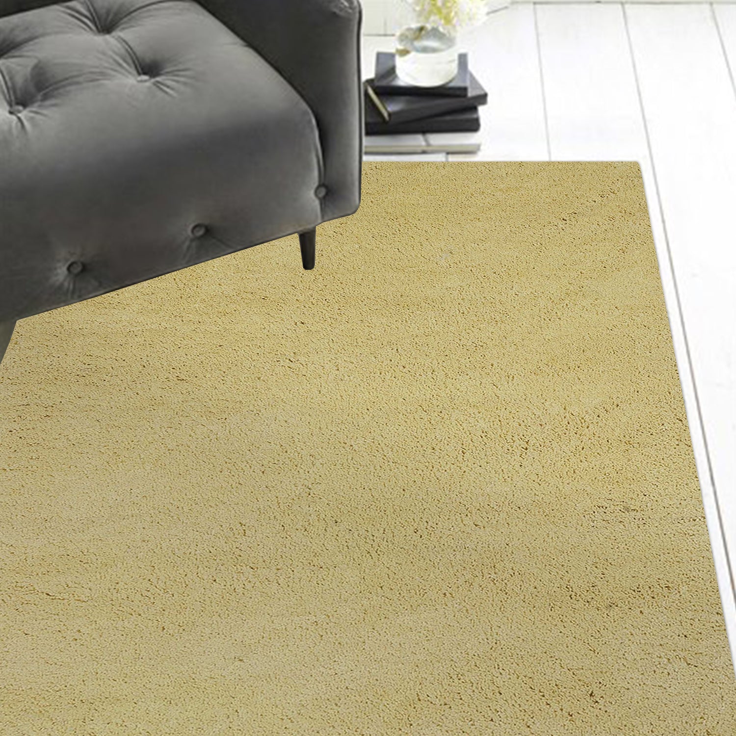 7' x 9'  Polyester Canary Yellow Area Rug