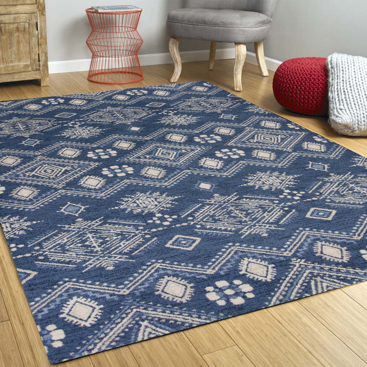 7' x 11'  Polypropylene Demin Area Rug