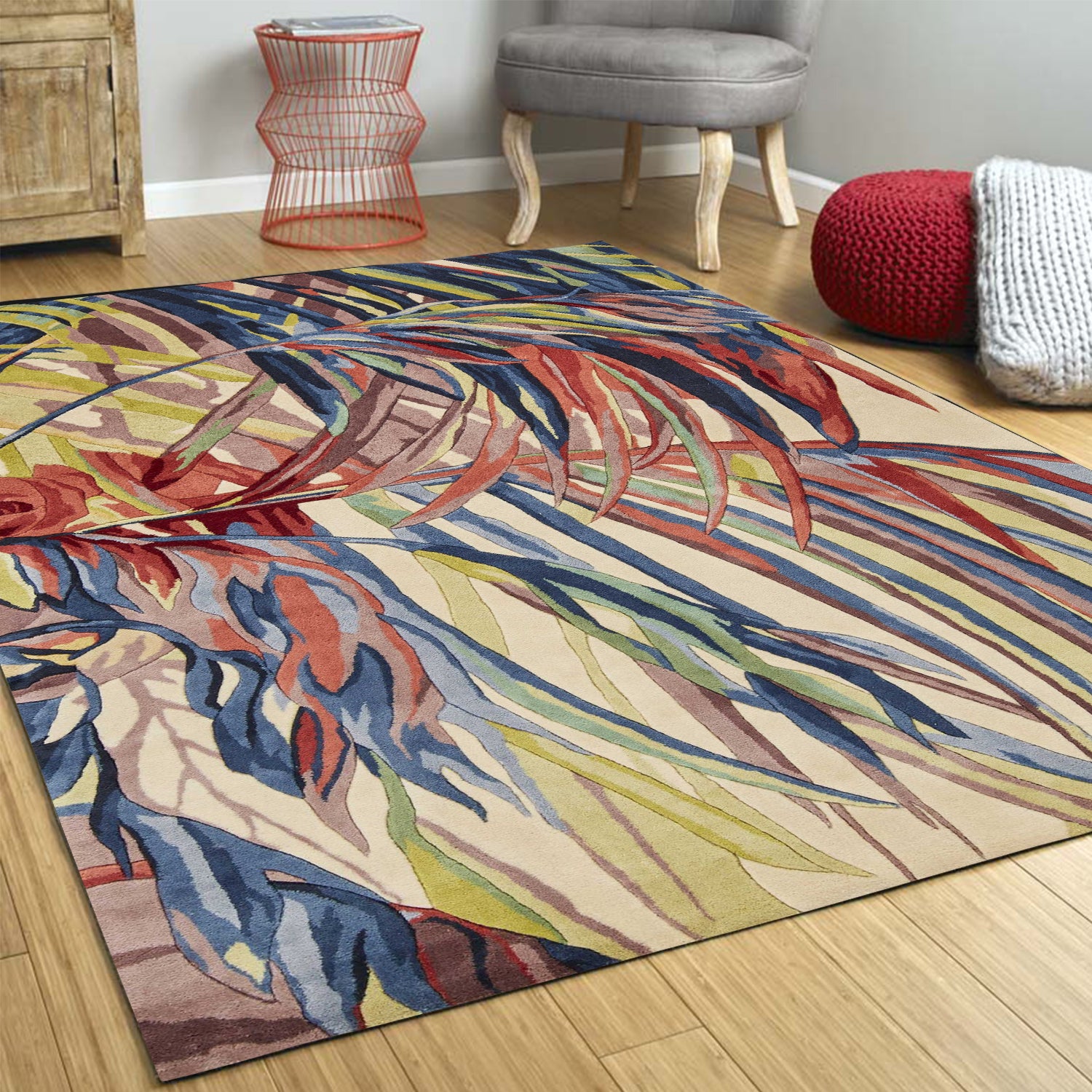 5' x 8'  Wool Ivory or Blue Area Rug