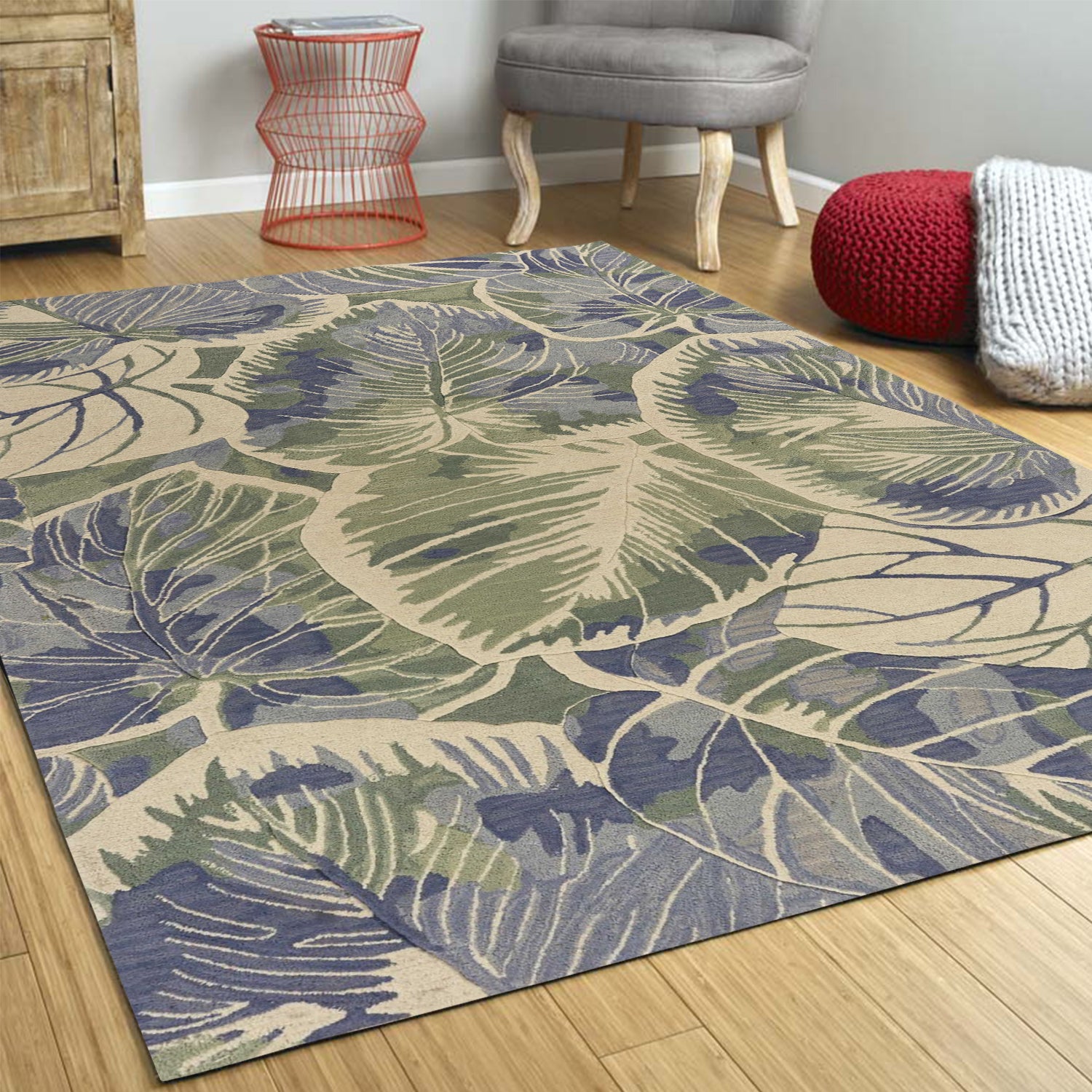 5' x 8'  Wool Blue or  Green Area Rug