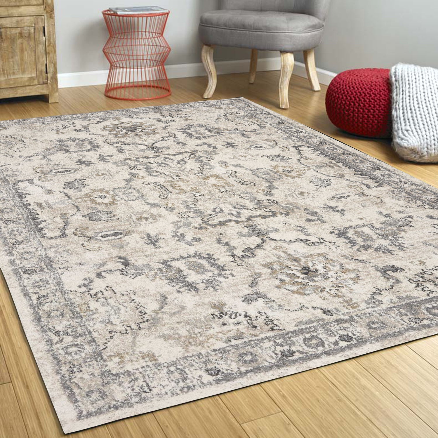 7' x 9'  Polypropylene Ivory  Area Rug
