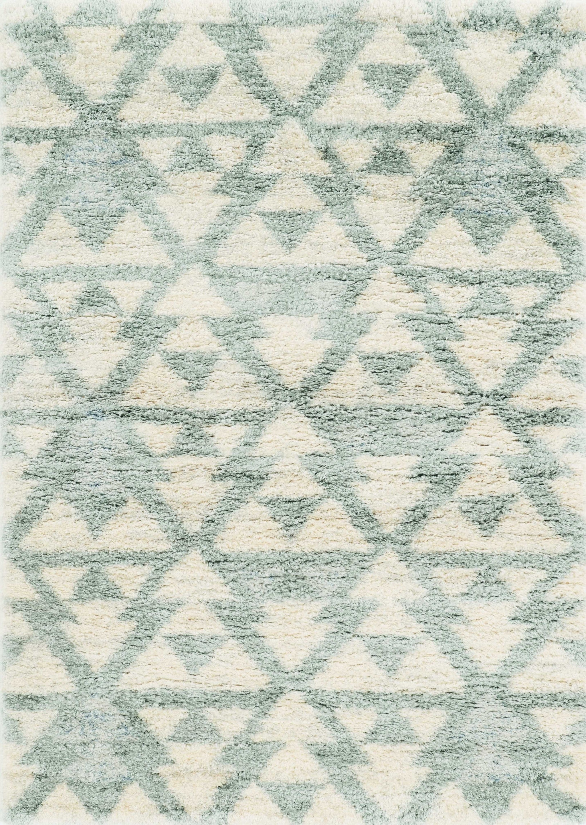 8' x 13'  Extra Soft Geometric Design Ivory and Blue Area Rug