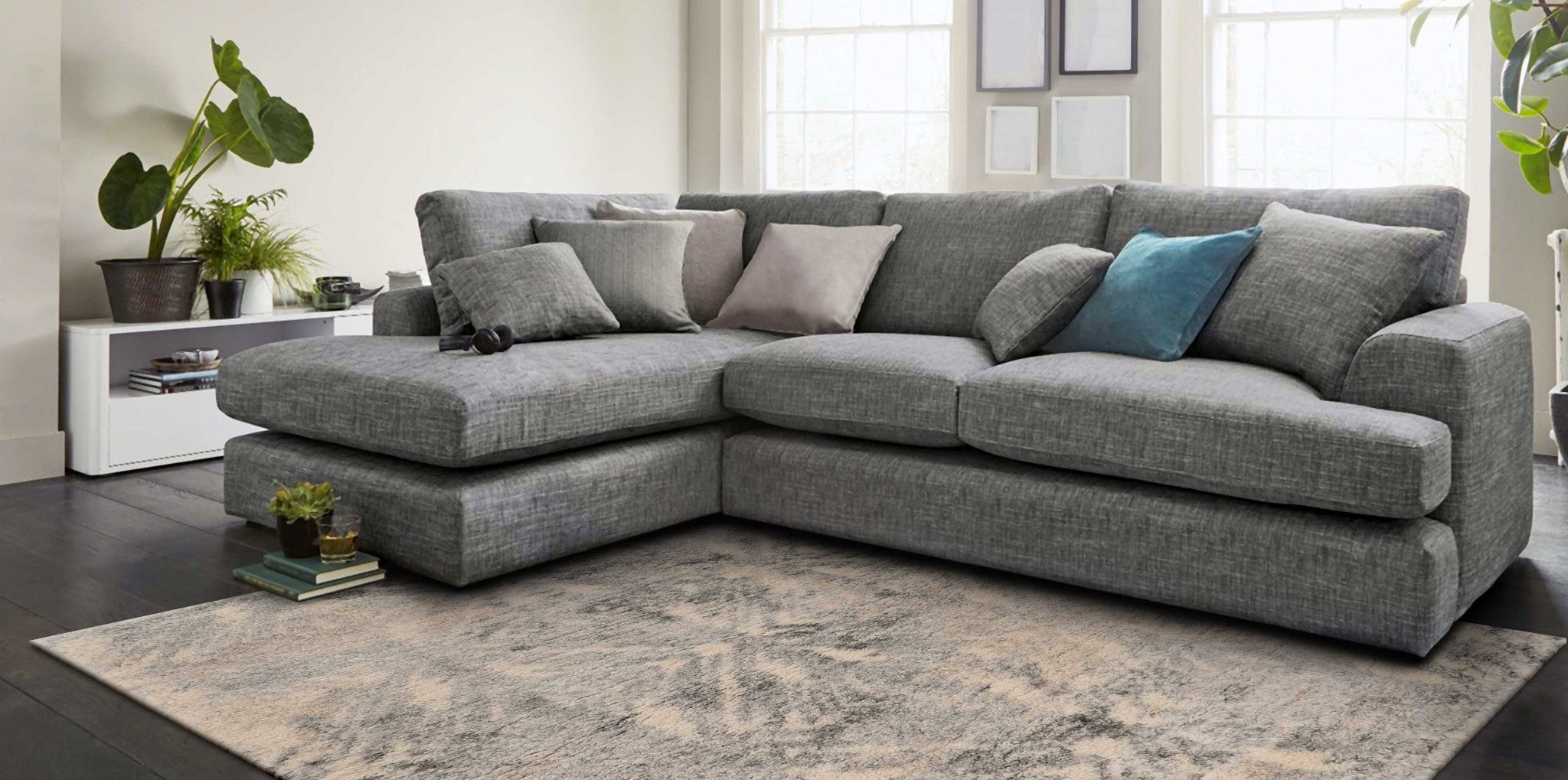 8' x 13'  Modern Ivory and Grey Abstract Area Rug