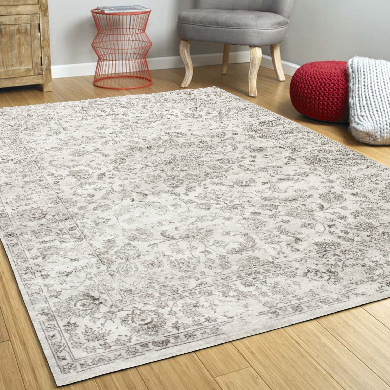 7' x 11'  Viscose Silver Area Rug