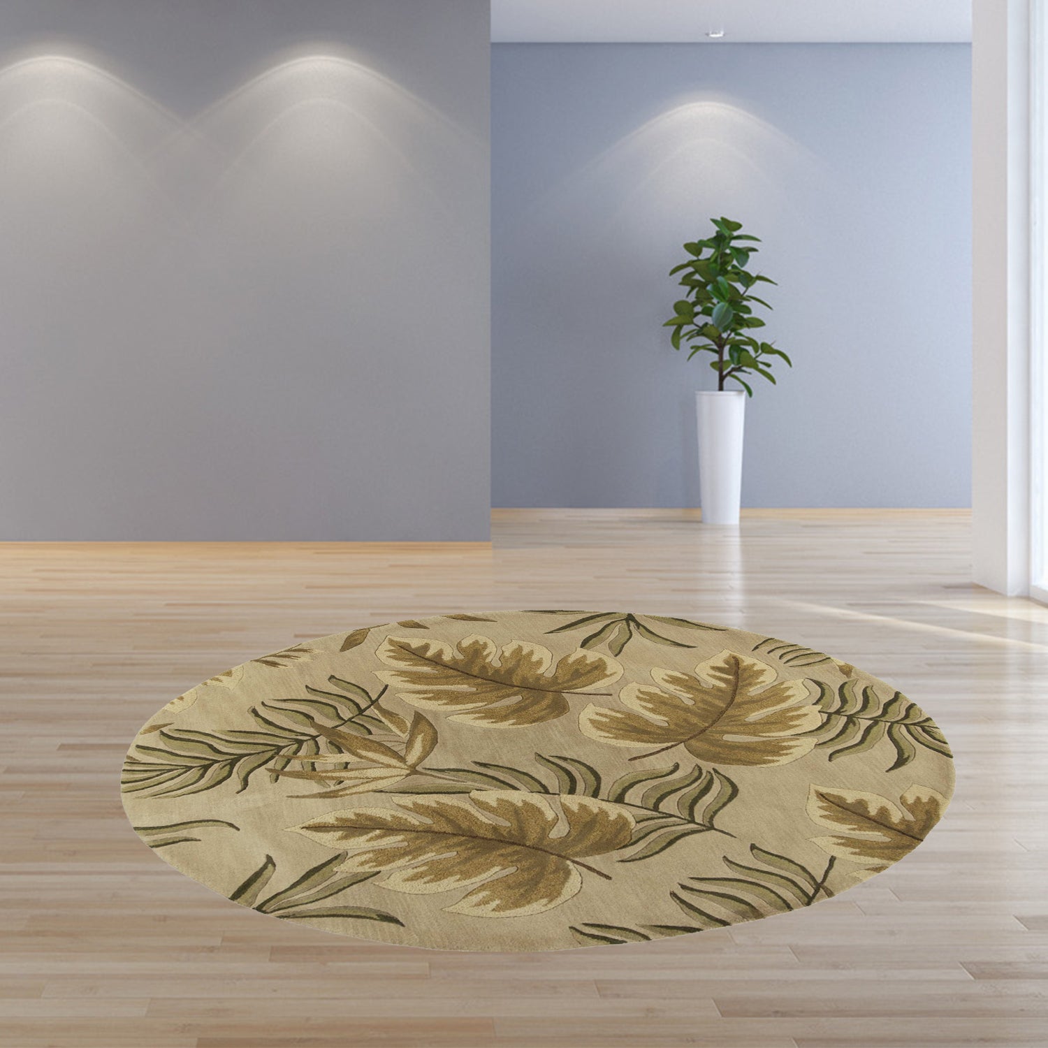 7' Round Wool Sand Area Rug