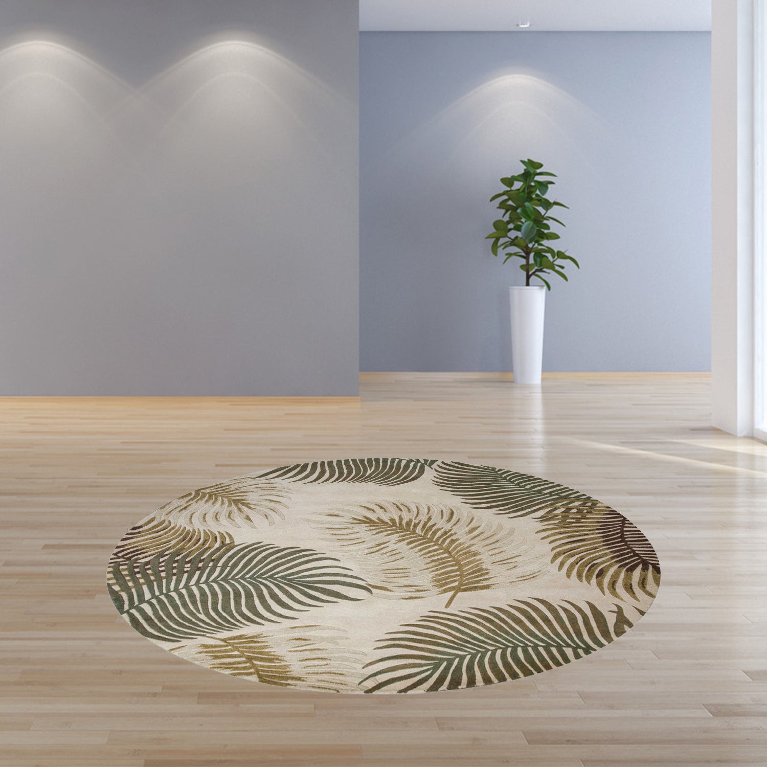 7' Round Wool Natural Area Rug