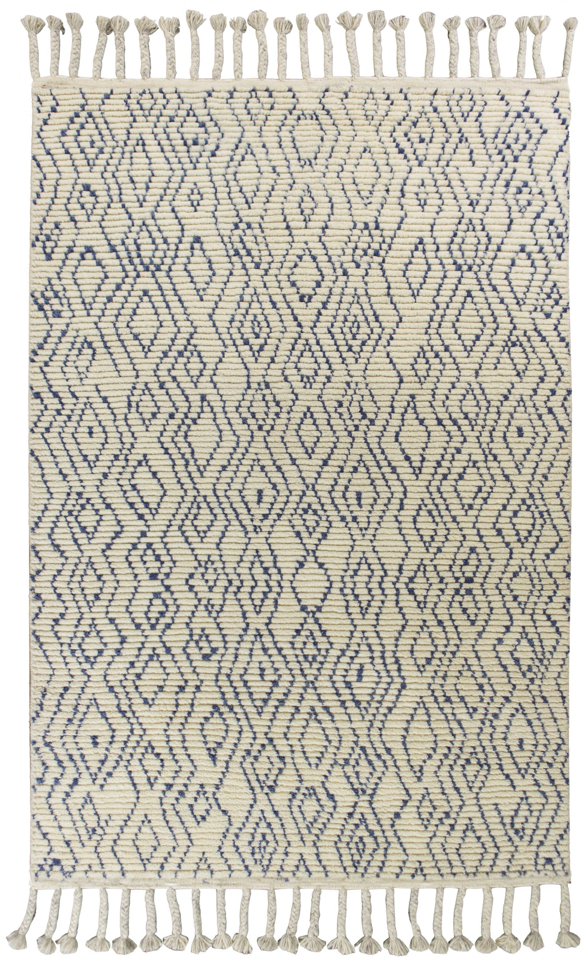 5' x 8'  Wool Ivory or Blue Area Rug