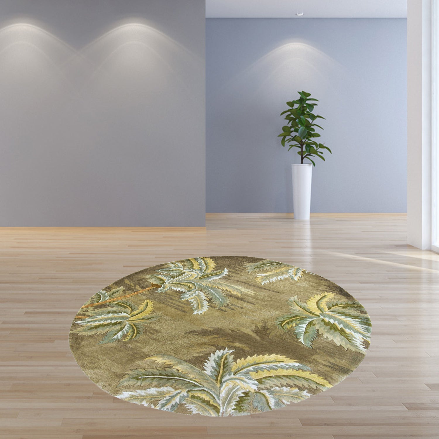 7' Round Wool Moss Area Rug