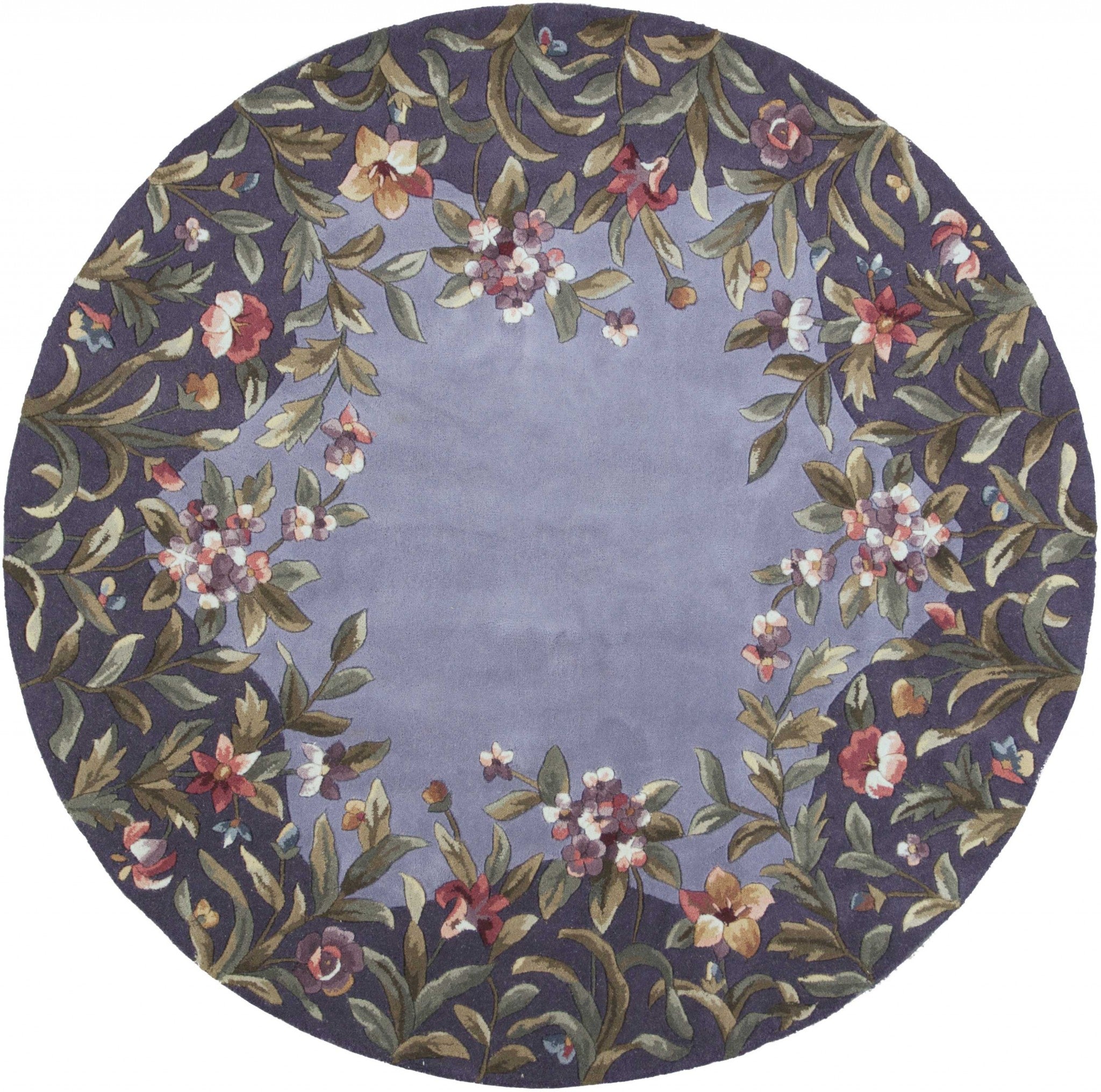 7' Round Wool Lavender Area Rug
