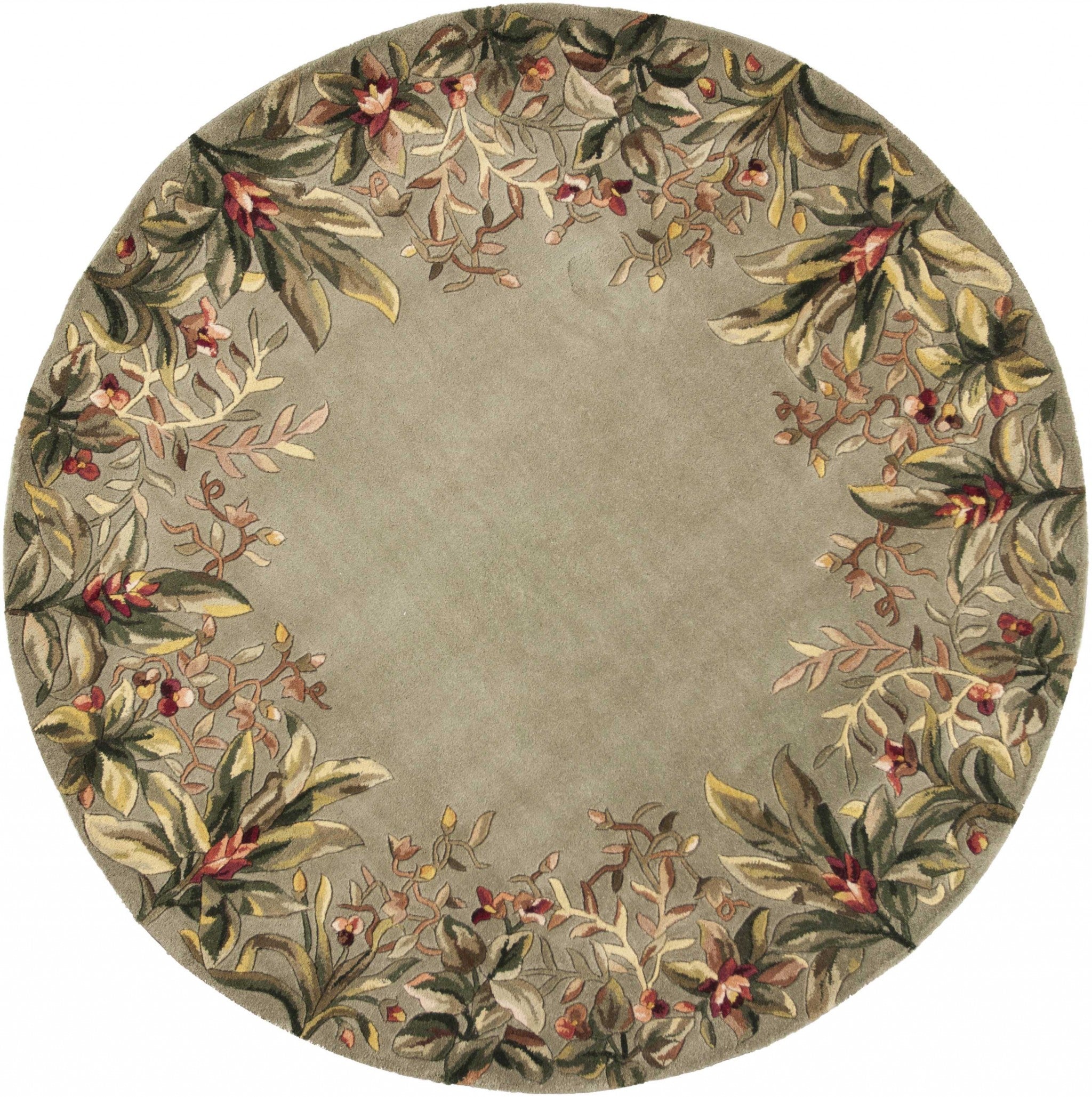7' Round Wool Sage Area Rug