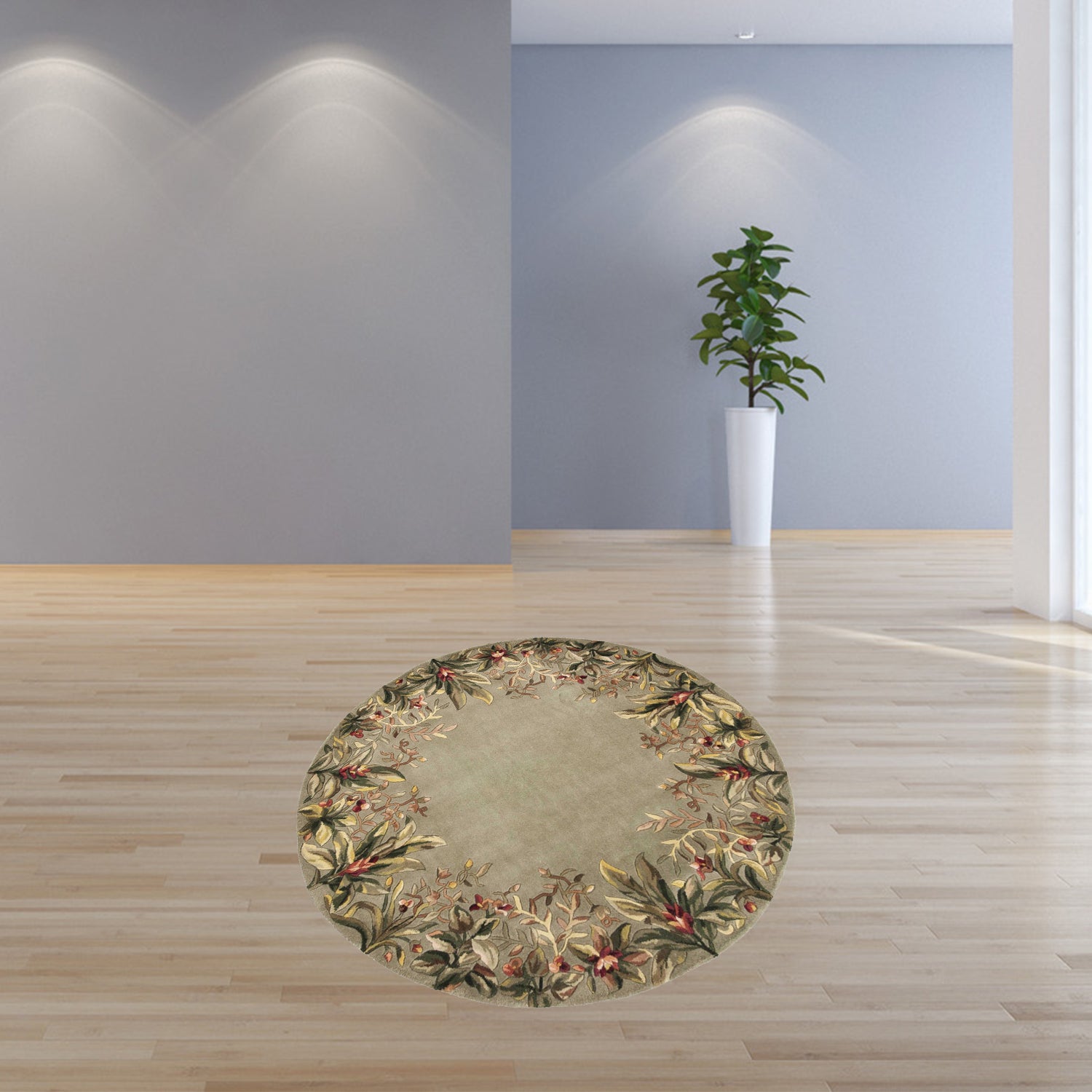 7' Round Wool Sage Area Rug