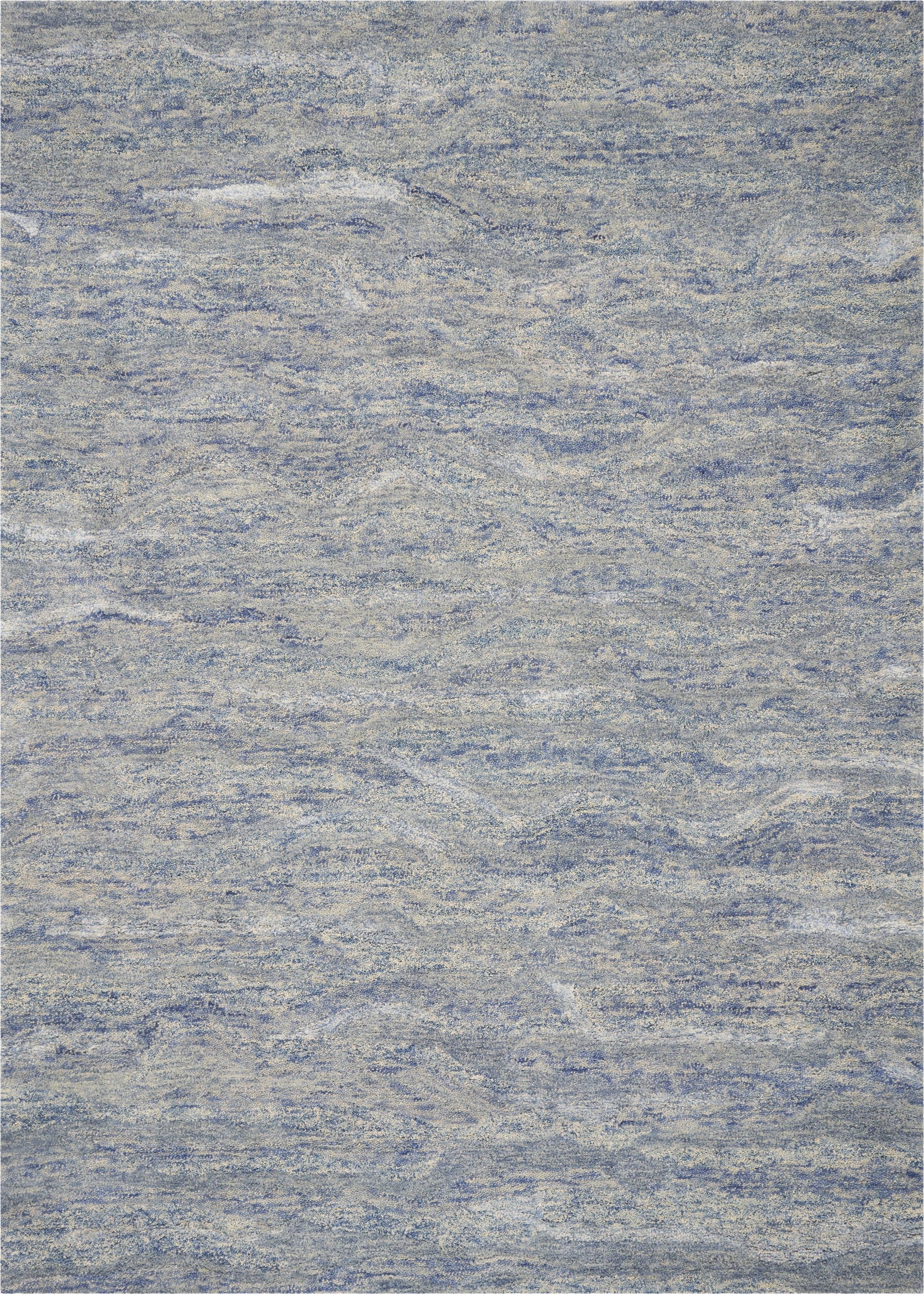 8 x 11  Wool and  Viscose Ocean Blue Area Rug