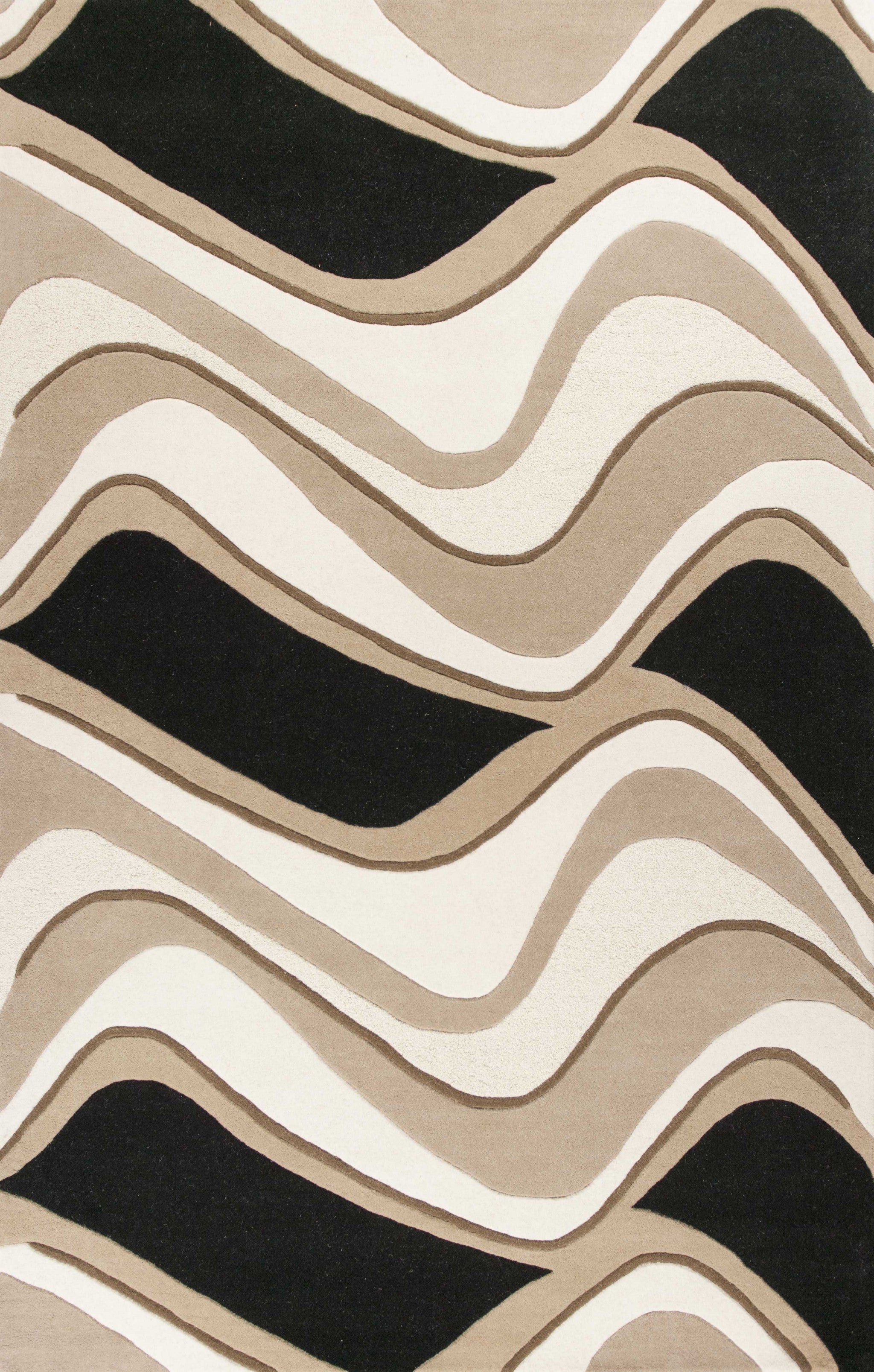 8' x 10' 6" Wool Black or  Beige Area Rug