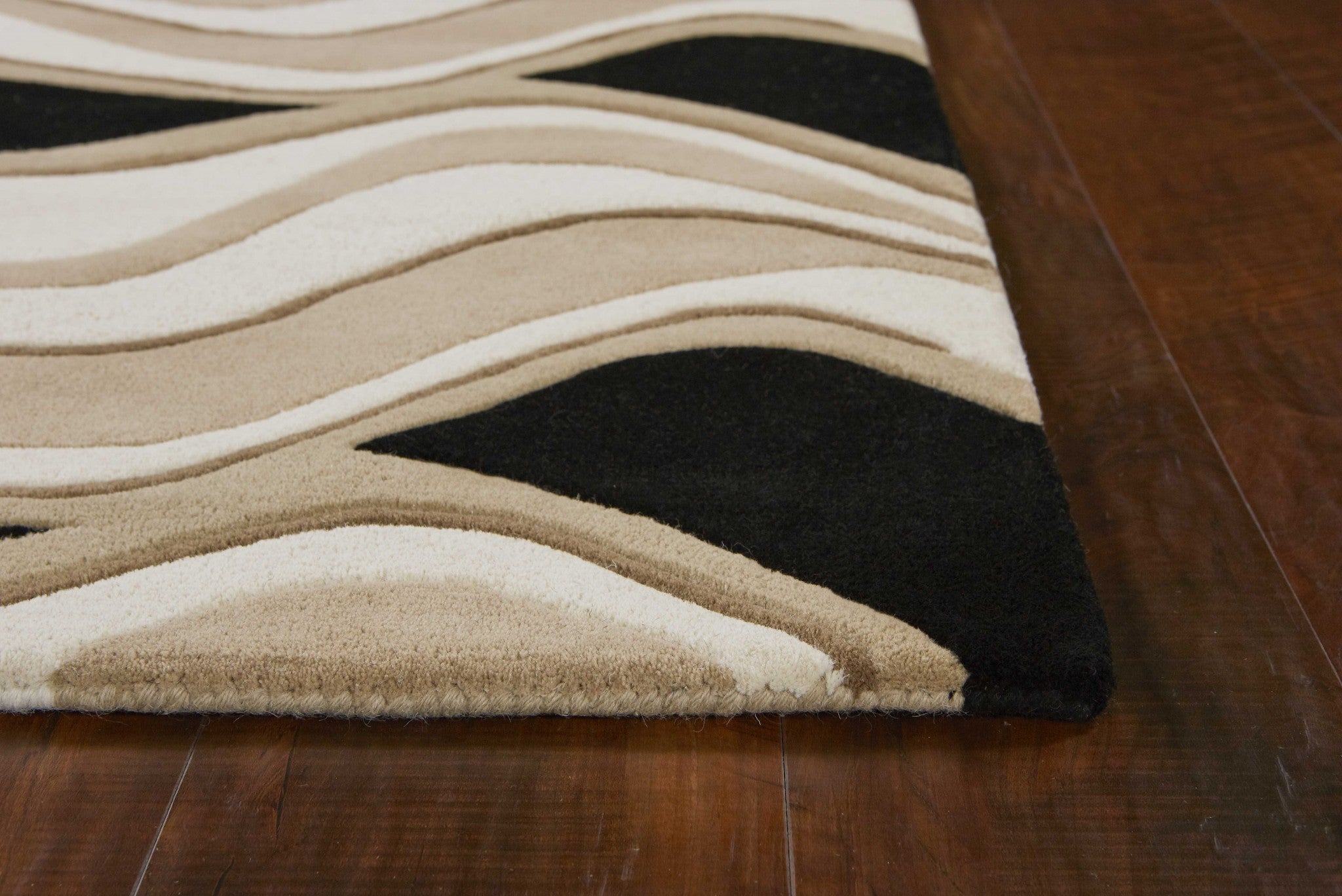 8' x 10' 6" Wool Black or  Beige Area Rug