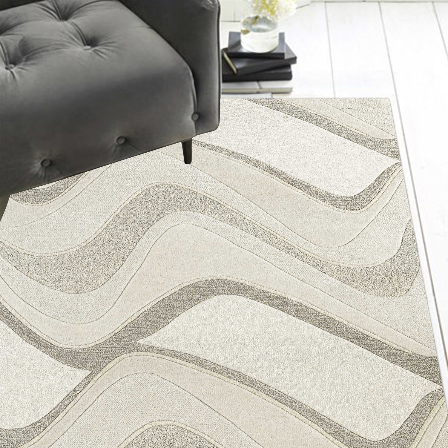 8' x 10' 6" Wool Ivory  Area Rug