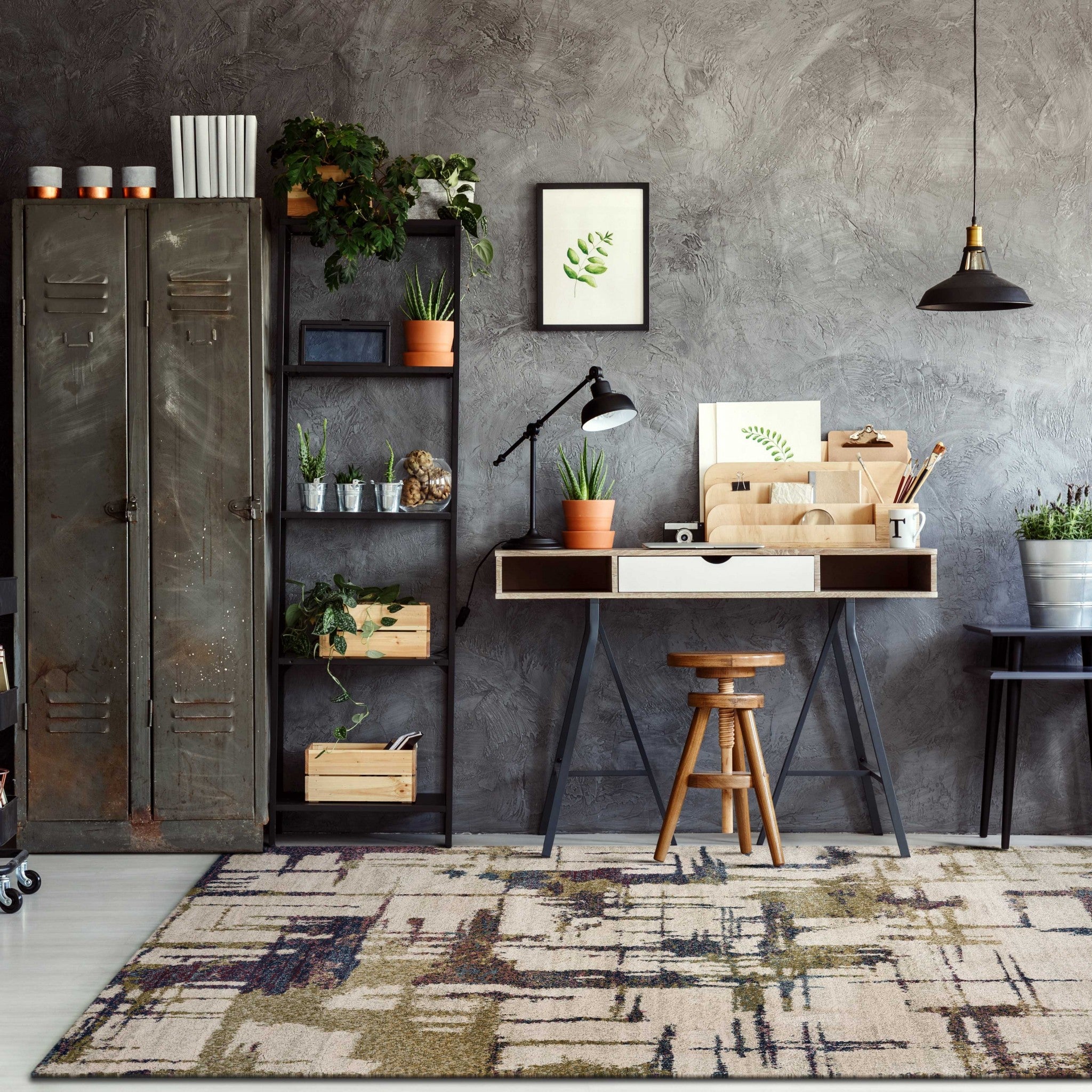 8' x 13' Ivory and Multi Abstract Area Rug