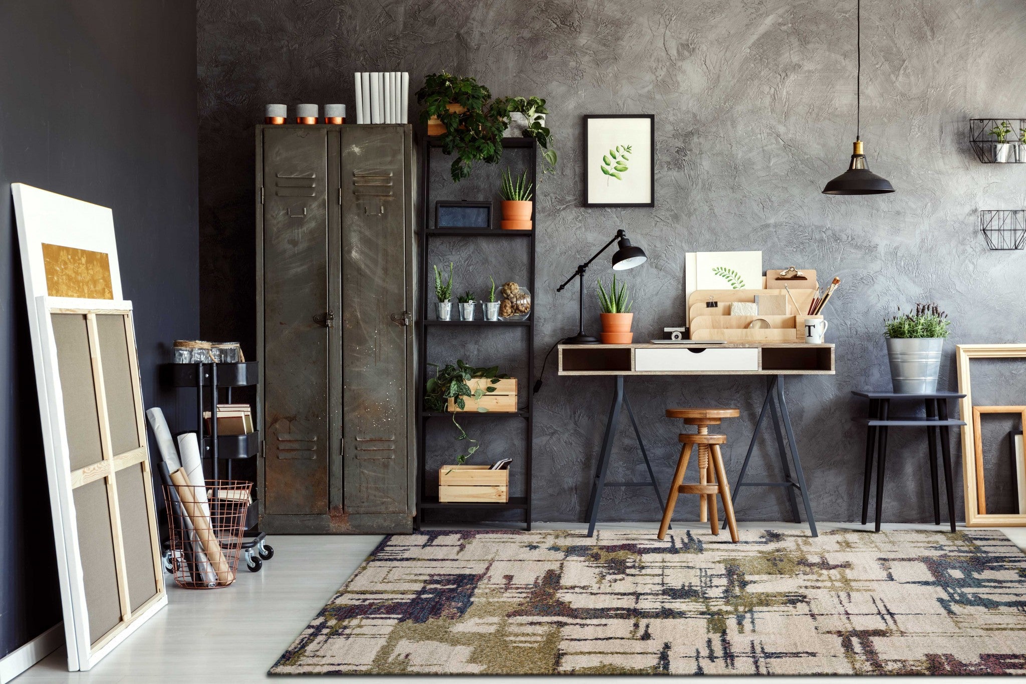 8' x 13' Ivory and Multi Abstract Area Rug