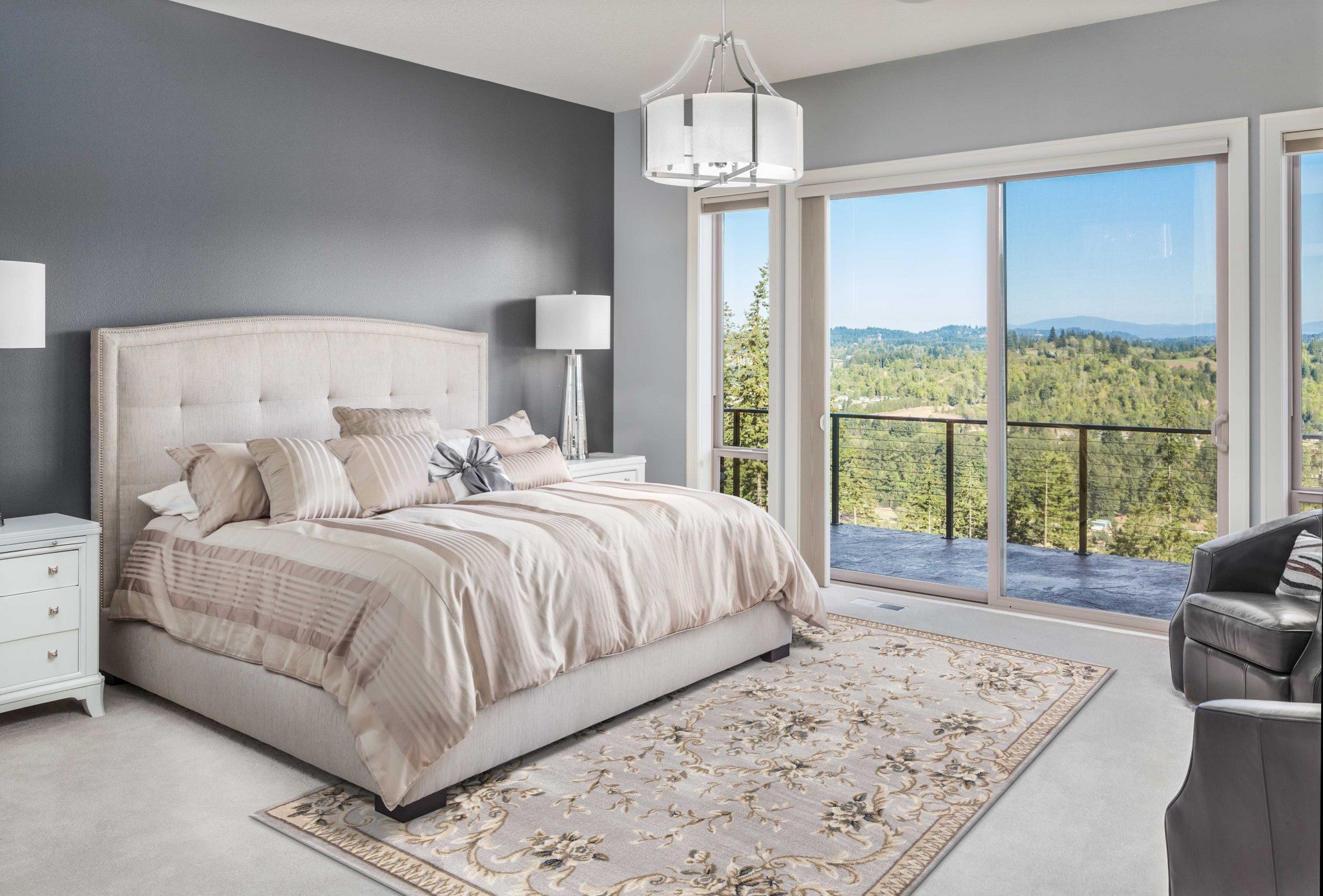 9' x 12'  Polypropylene Light Grey Area Rug