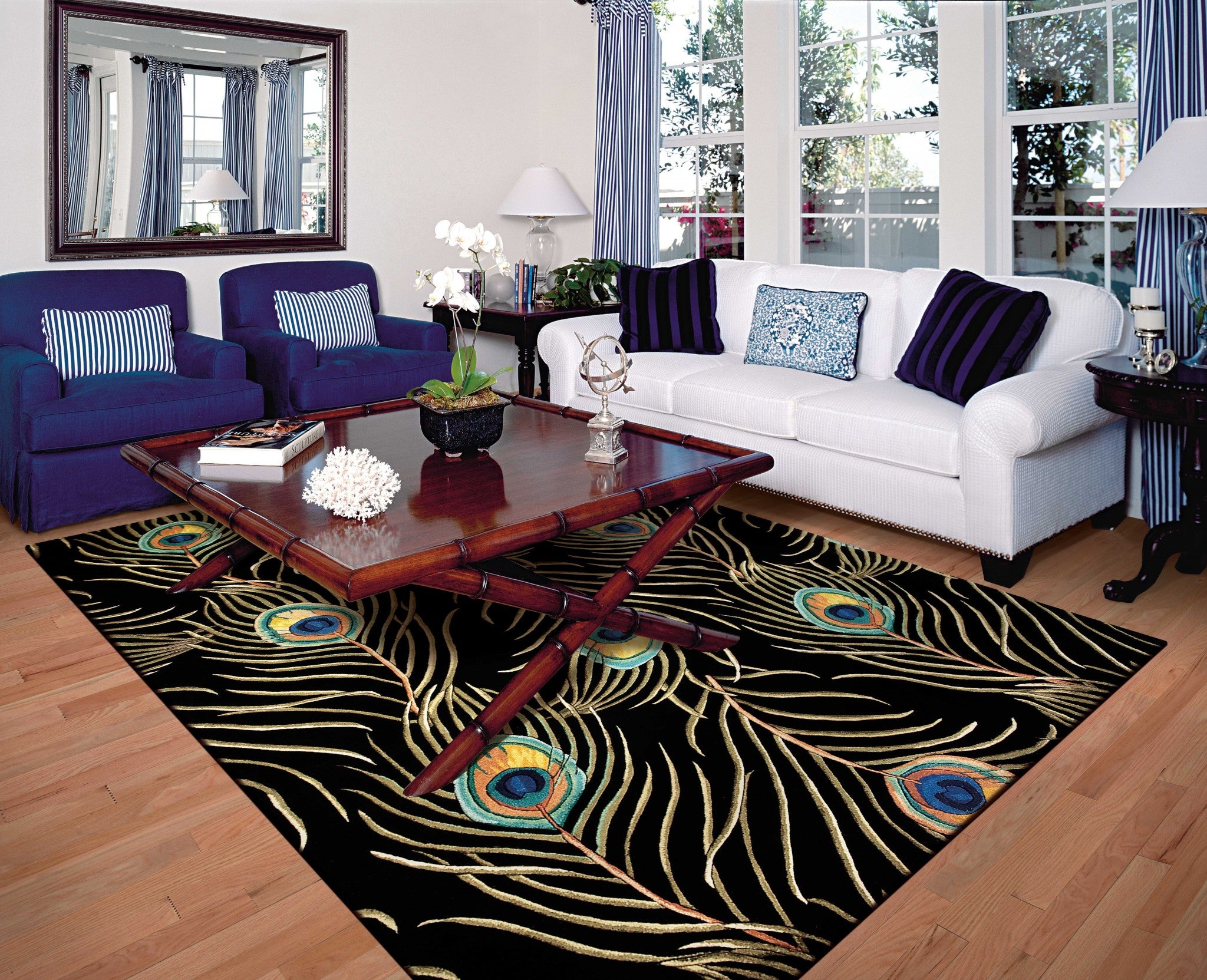7' x 10'  Wool Black Area Rug