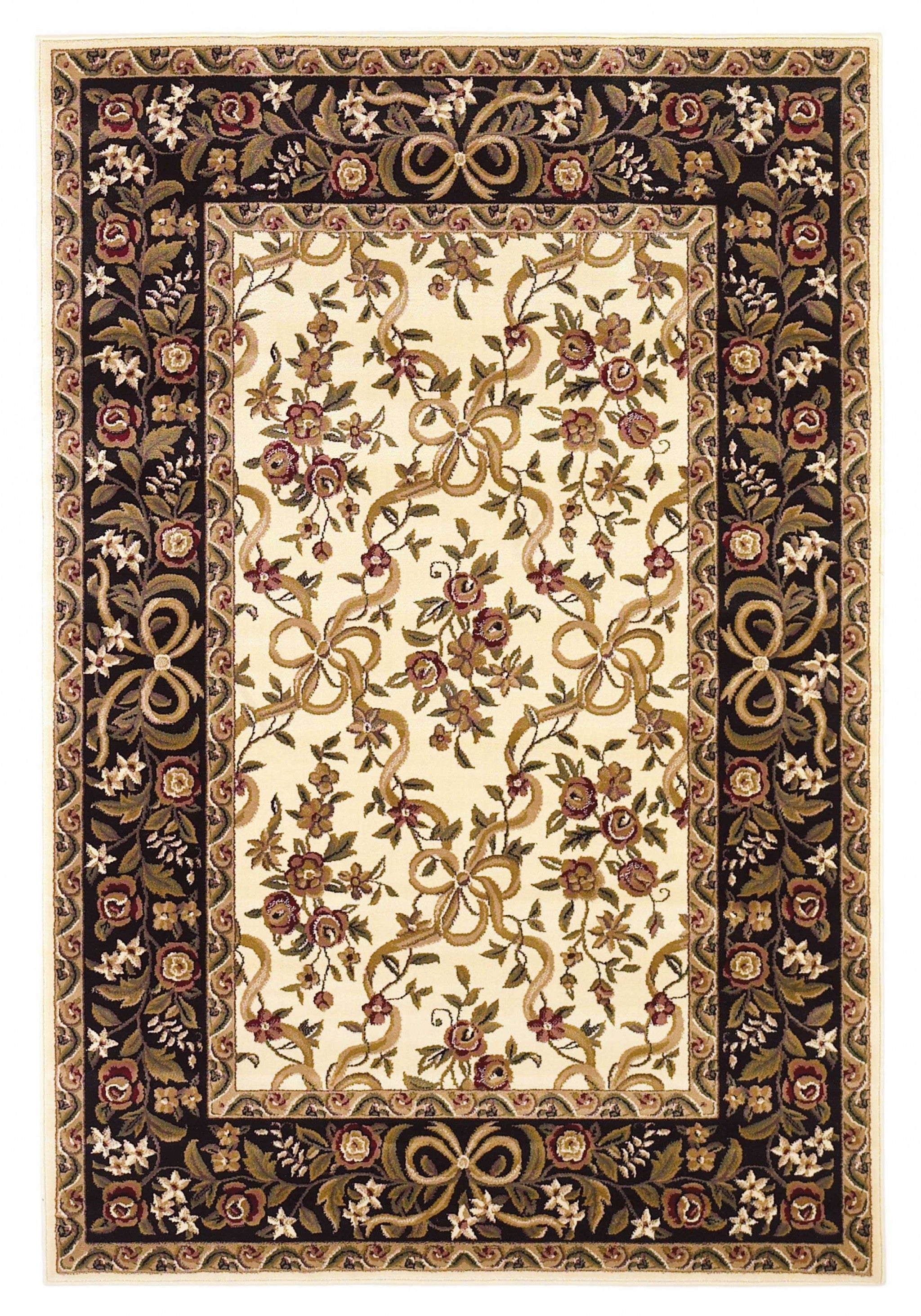9' x 13'  Polypropylene Ivory or Black Area Rug