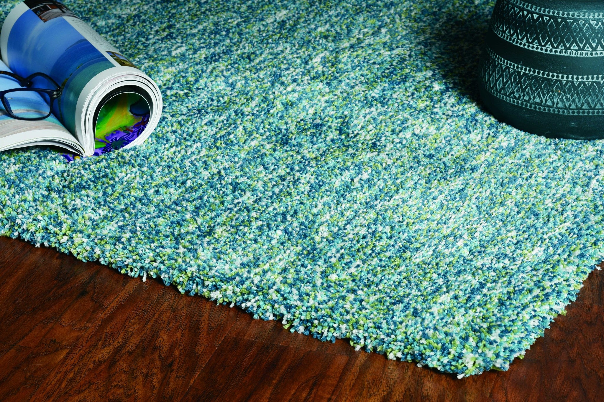 9' x 13' Polyester Seafoam Heather Area Rug