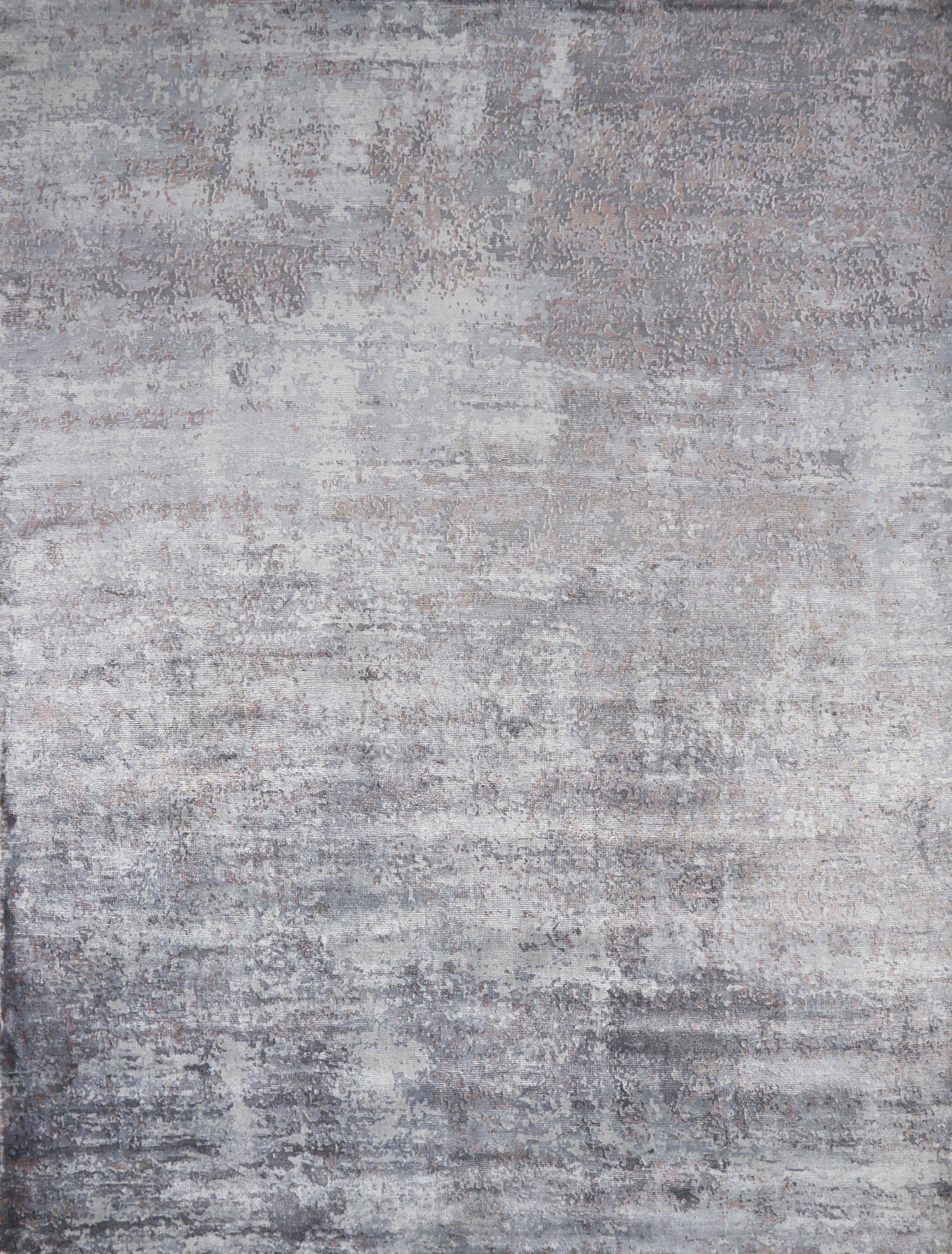 8' x 11' Shades of Slate Gray Abstract Faux Silk Area Rug