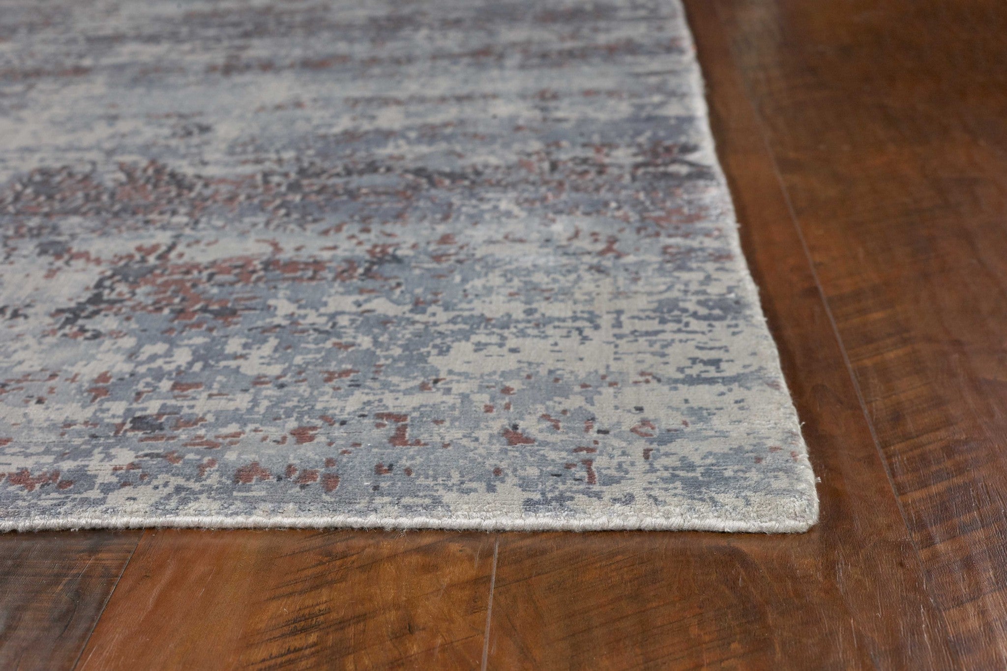 8' x 11' Shades of Slate Gray Abstract Faux Silk Area Rug