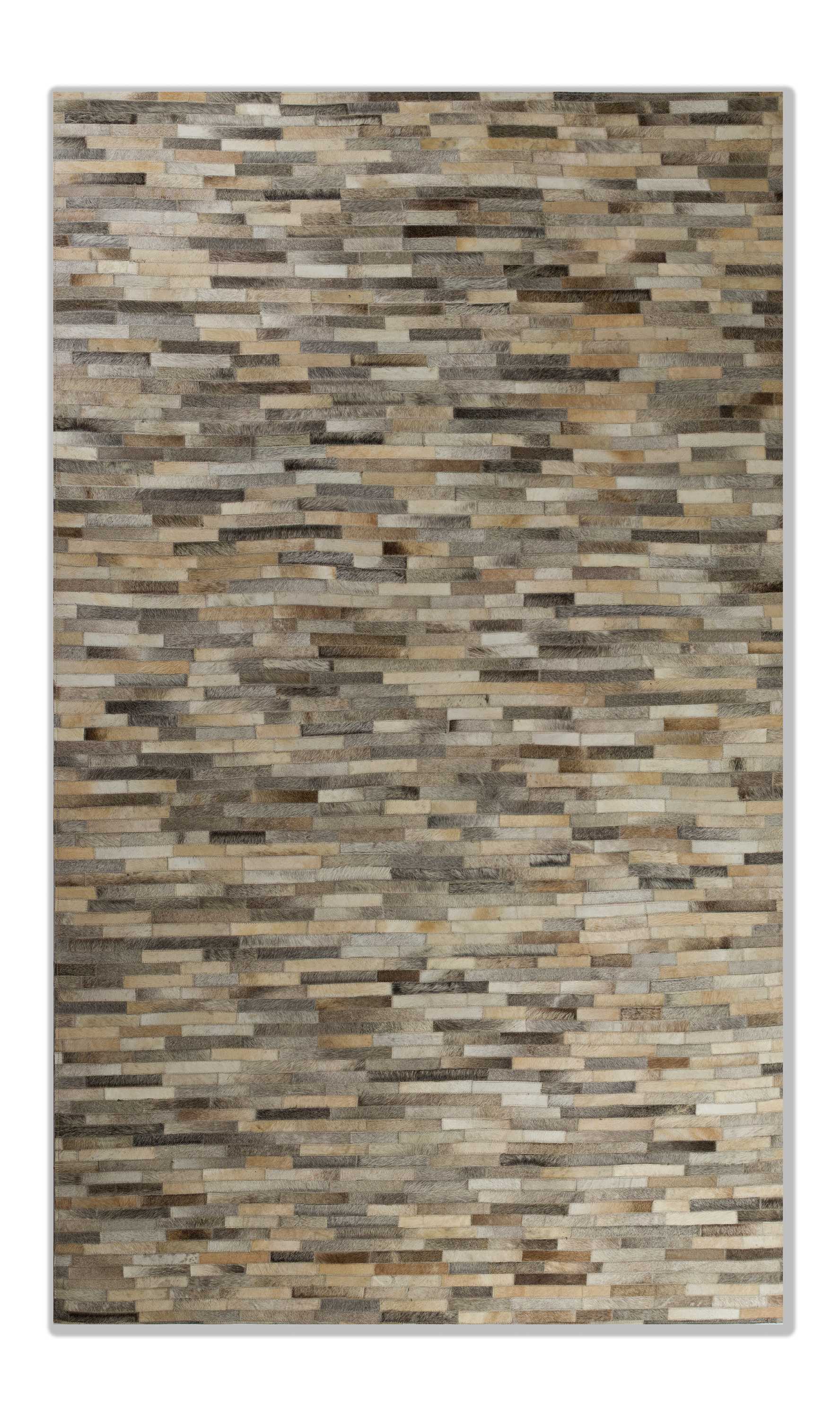 96" x 120" Mixed Gray Linear  Cowhide Stitched   Area Rug