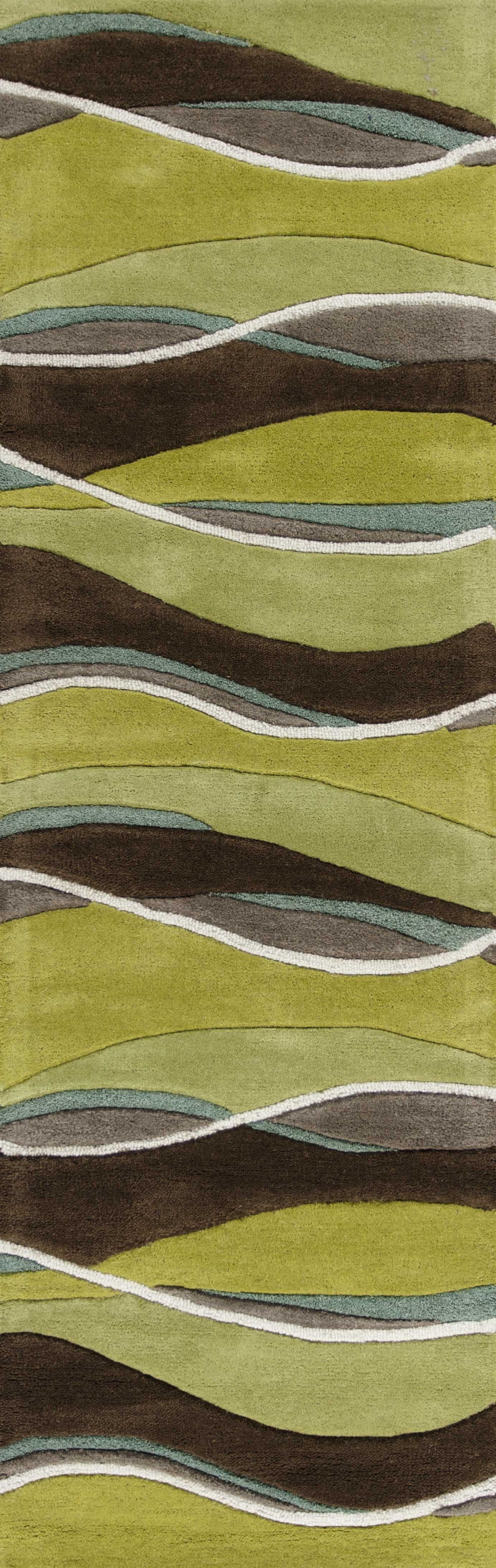 2' x 7' Runner Wool Lime or Mocha Area Rug