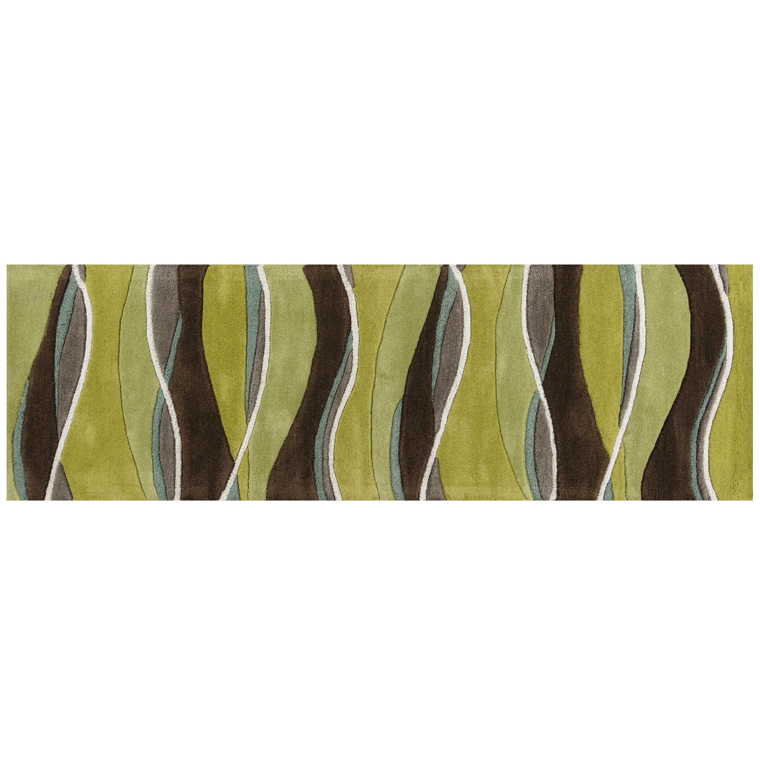 2' x 7' Runner Wool Lime or Mocha Area Rug