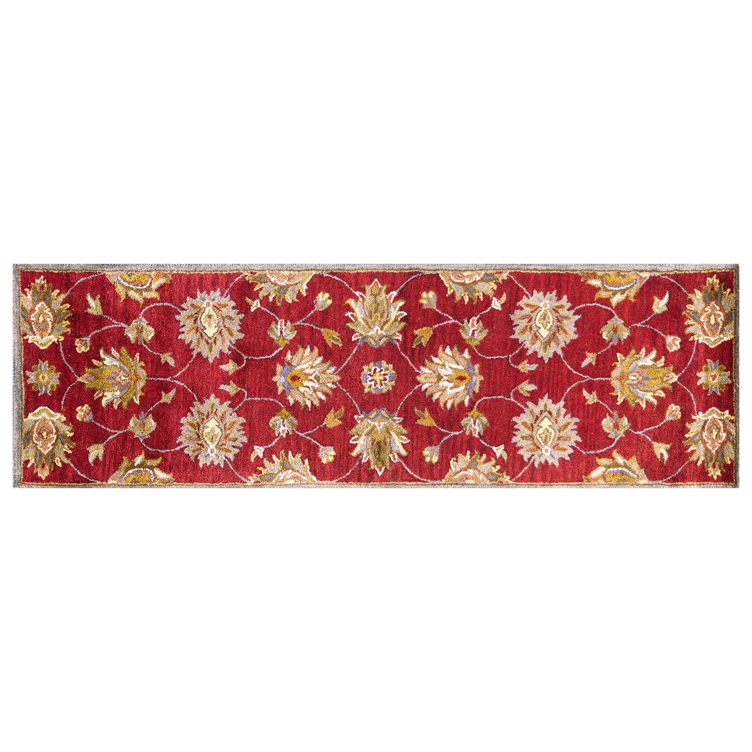 2' x 7' Runner Wool Red Area Rug