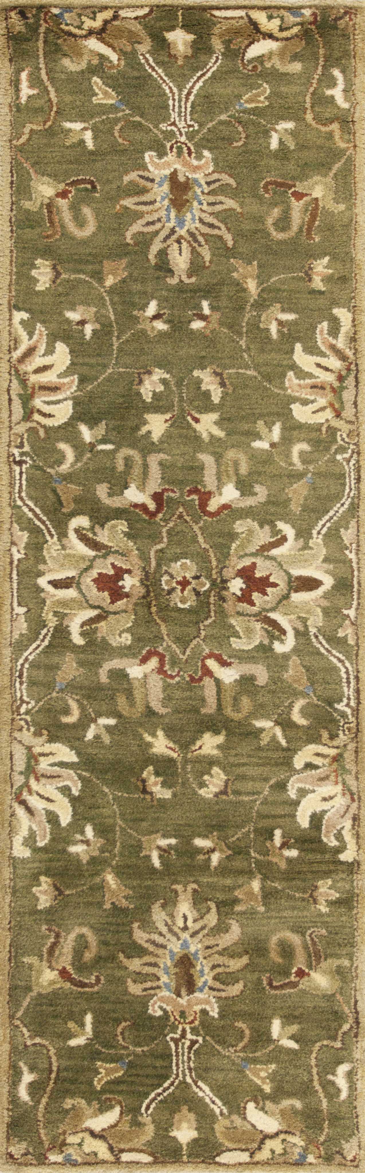 2' x 7' Runner Wool Emerald Green Area Rug