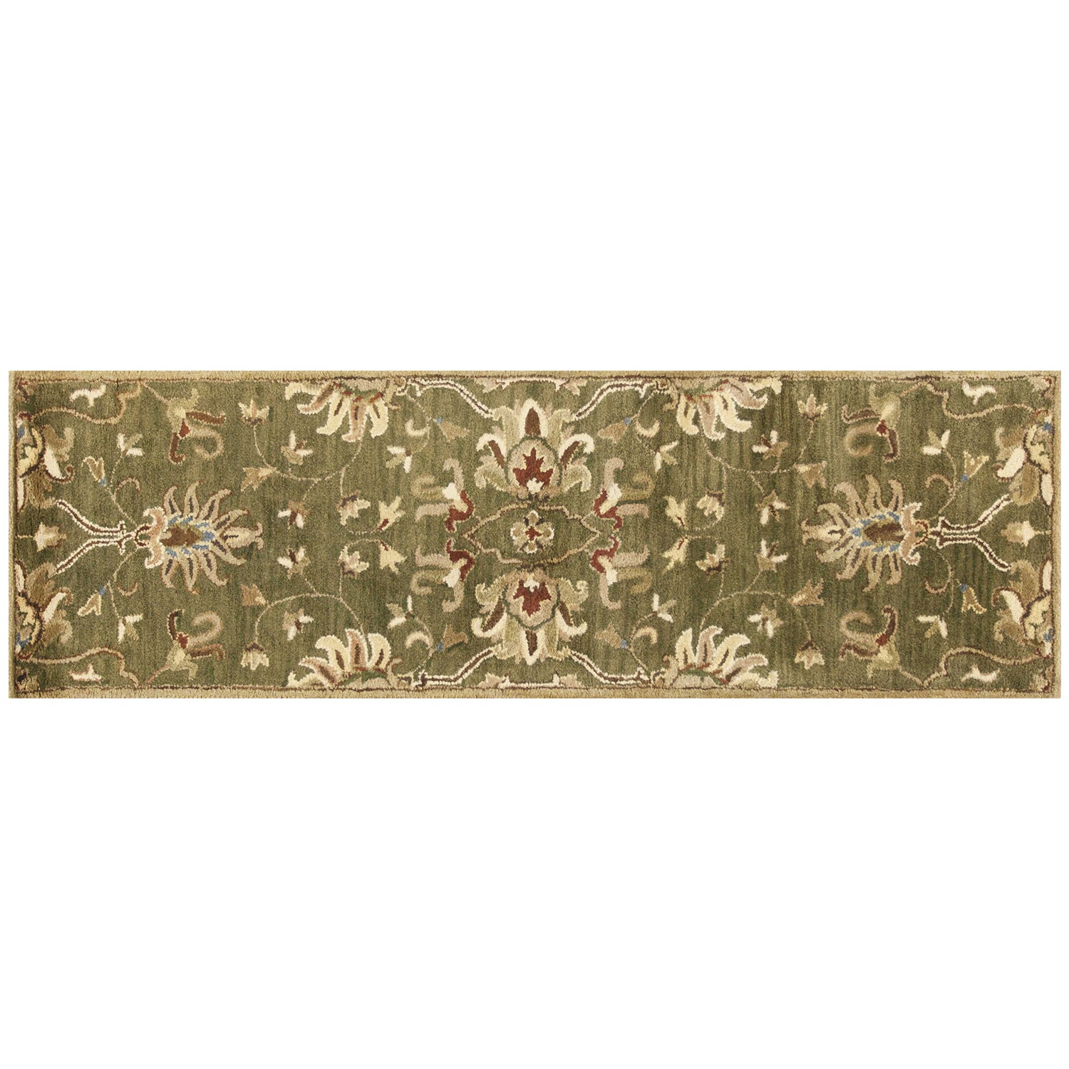2' x 7' Runner Wool Emerald Green Area Rug