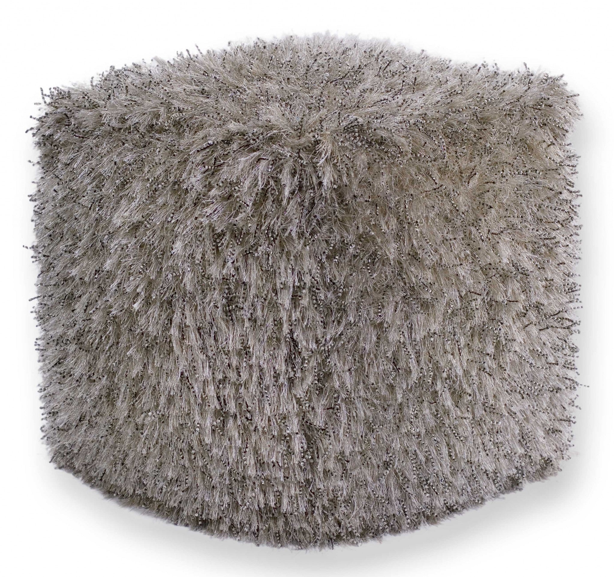 Super Soft Shimmering Champagne Square Pouf Ottoman