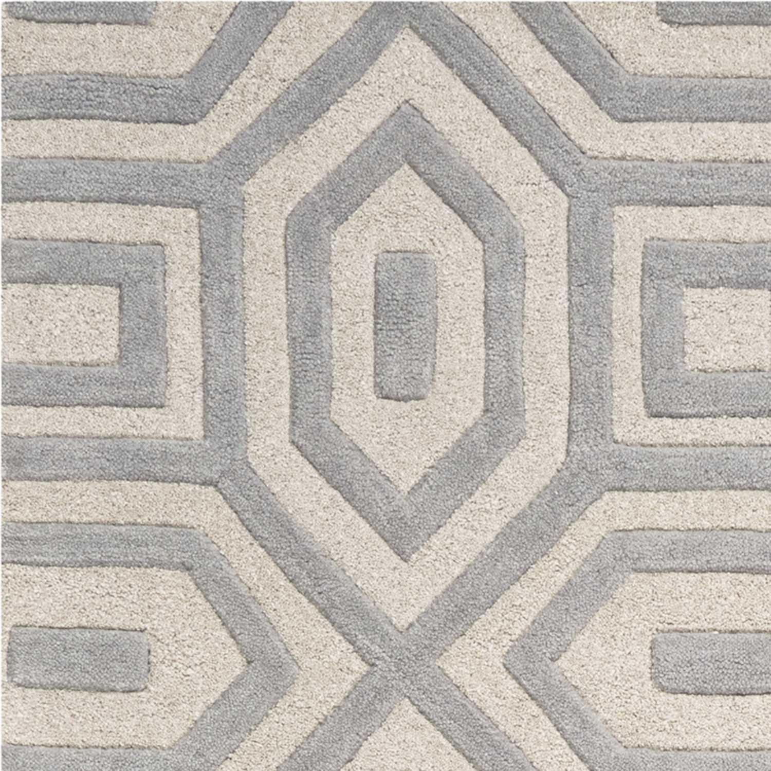 3' x 5' Wool Grey Area Rug