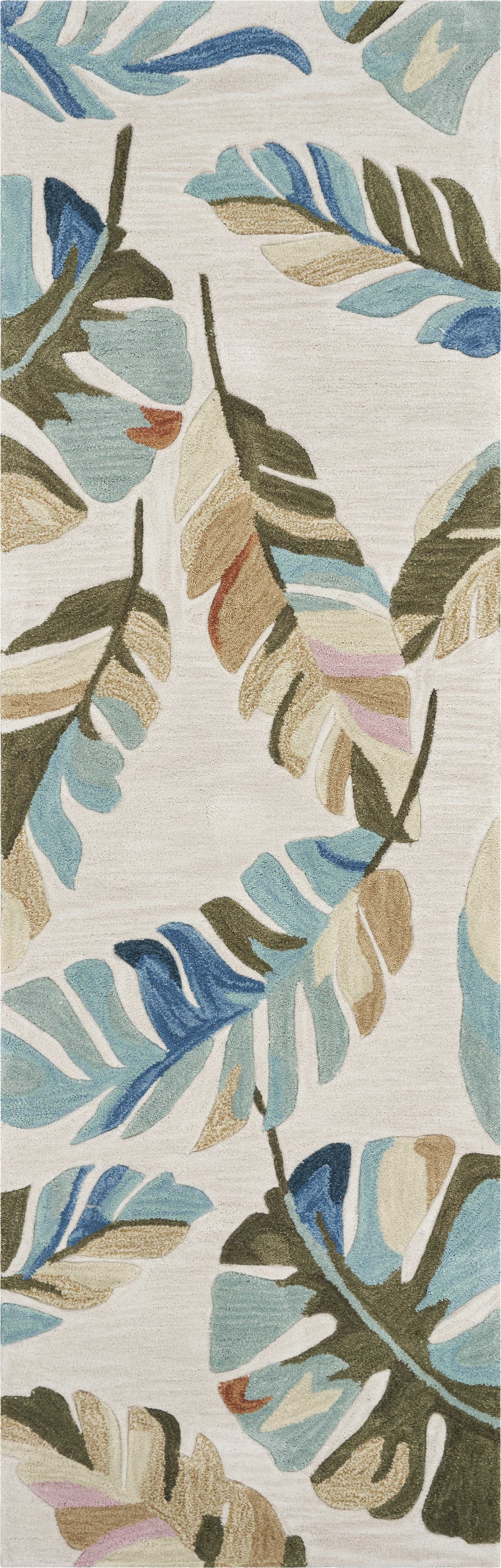 2' x 7' Runner Polyester Ivory Area Rug