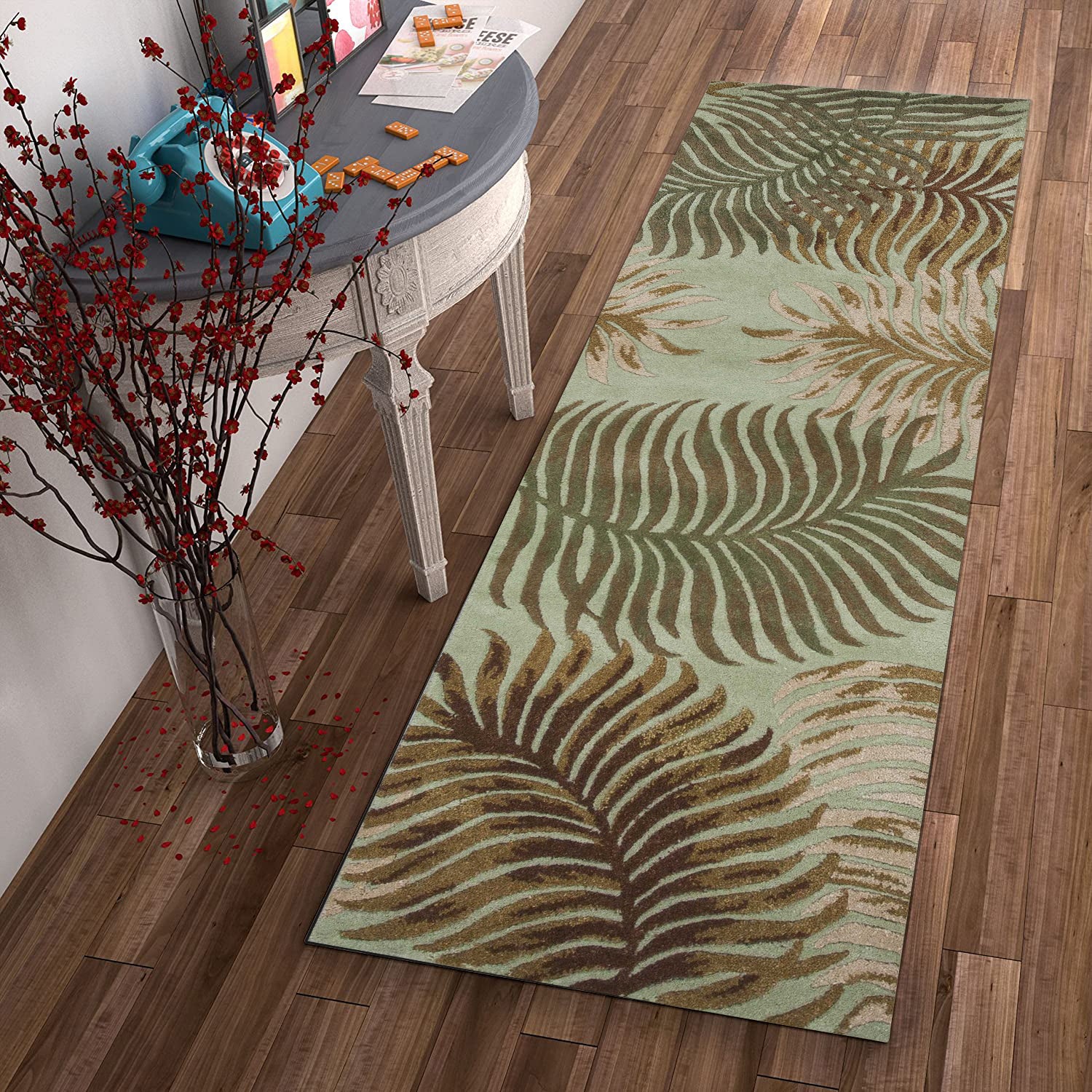 2' x 8' Runner Wool Aqua Area Rug