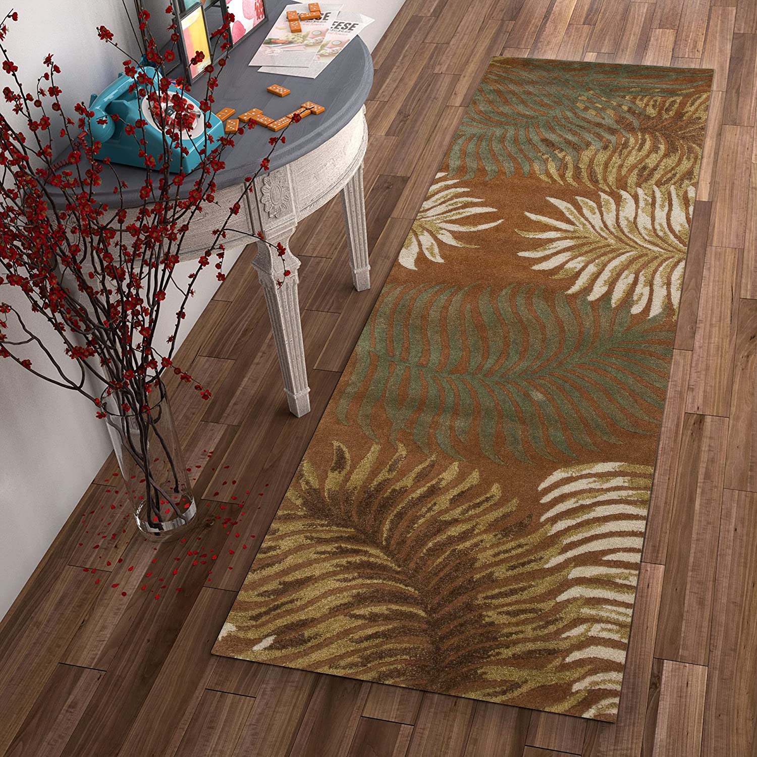 2' x 8' Runner Wool Rust Area Rug