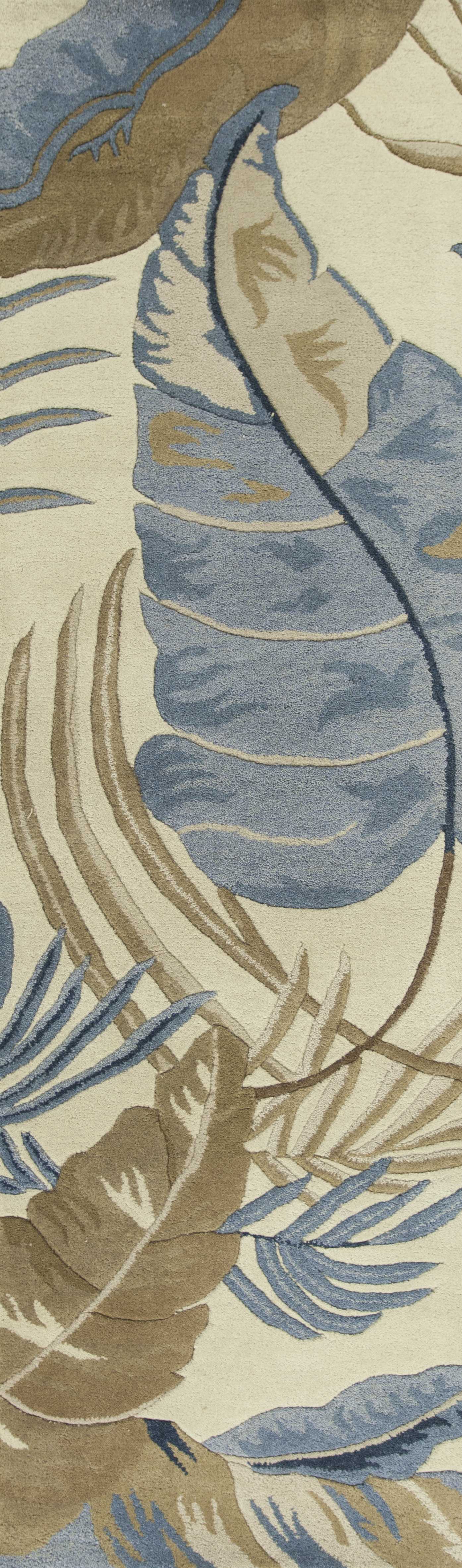 2' x 8' Runner Wool Ivory or Blue Area Rug