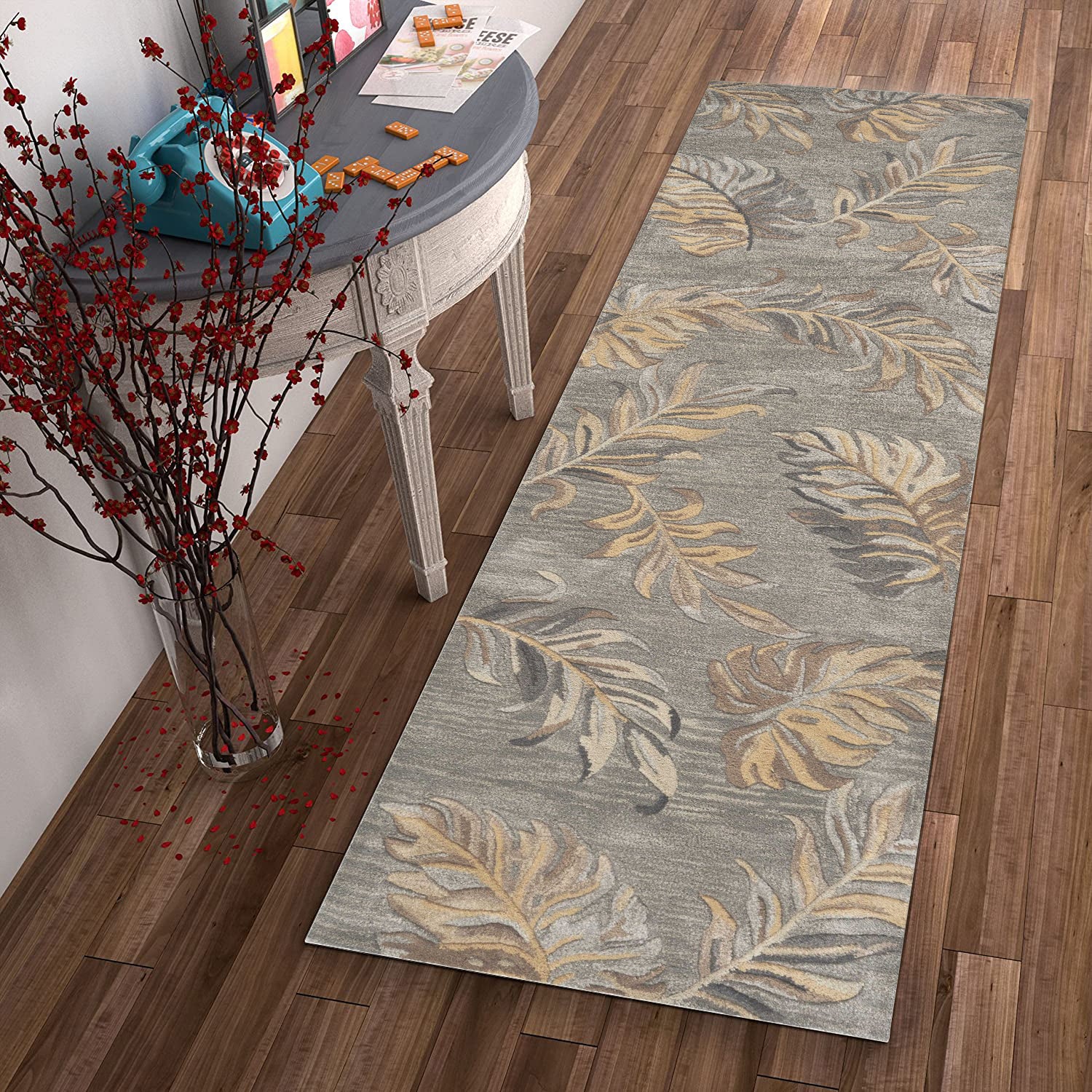 2' x 8' Runner Wool Grey Area Rug
