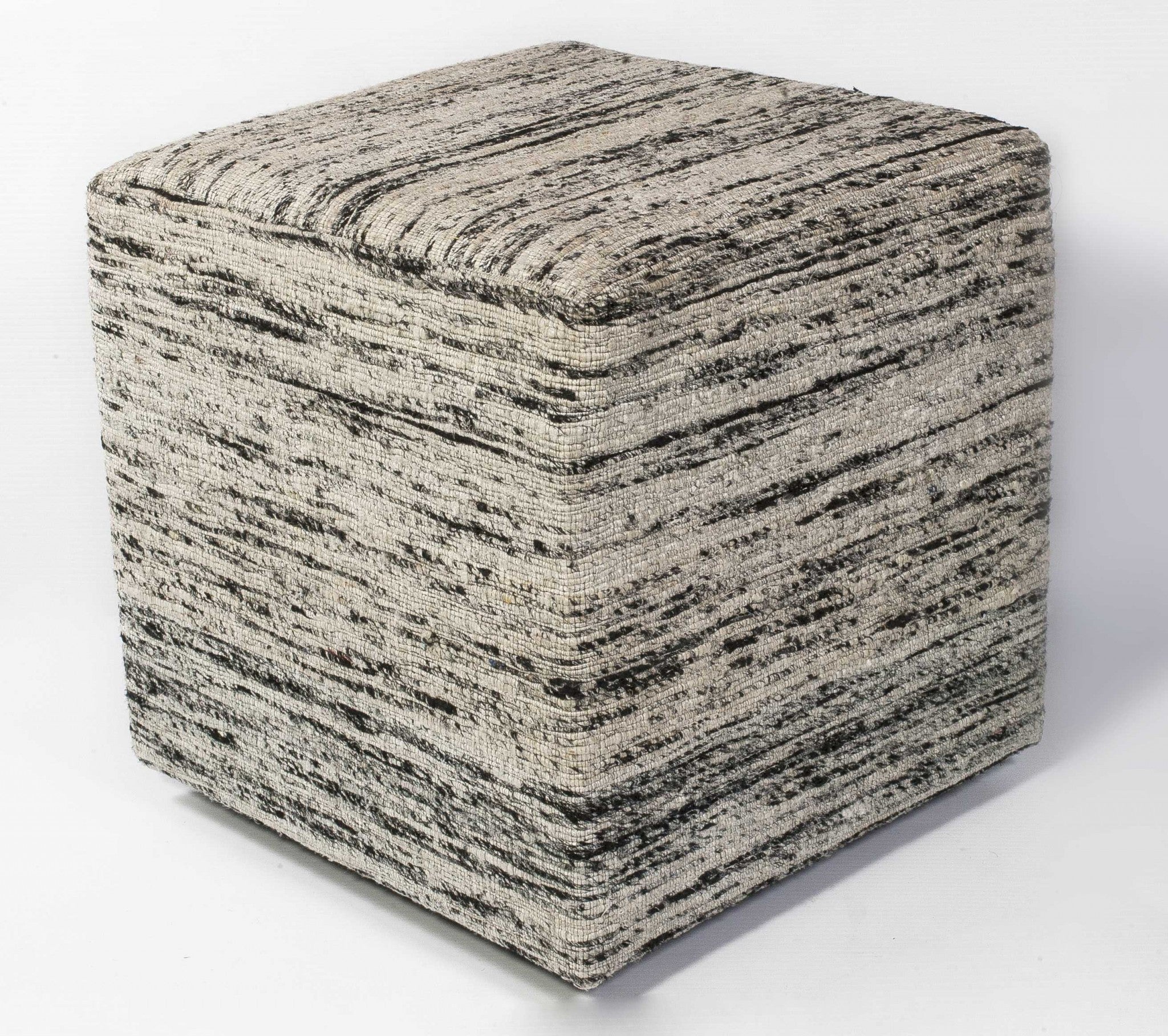 18" x 18" Viscose Black and  White Pouf