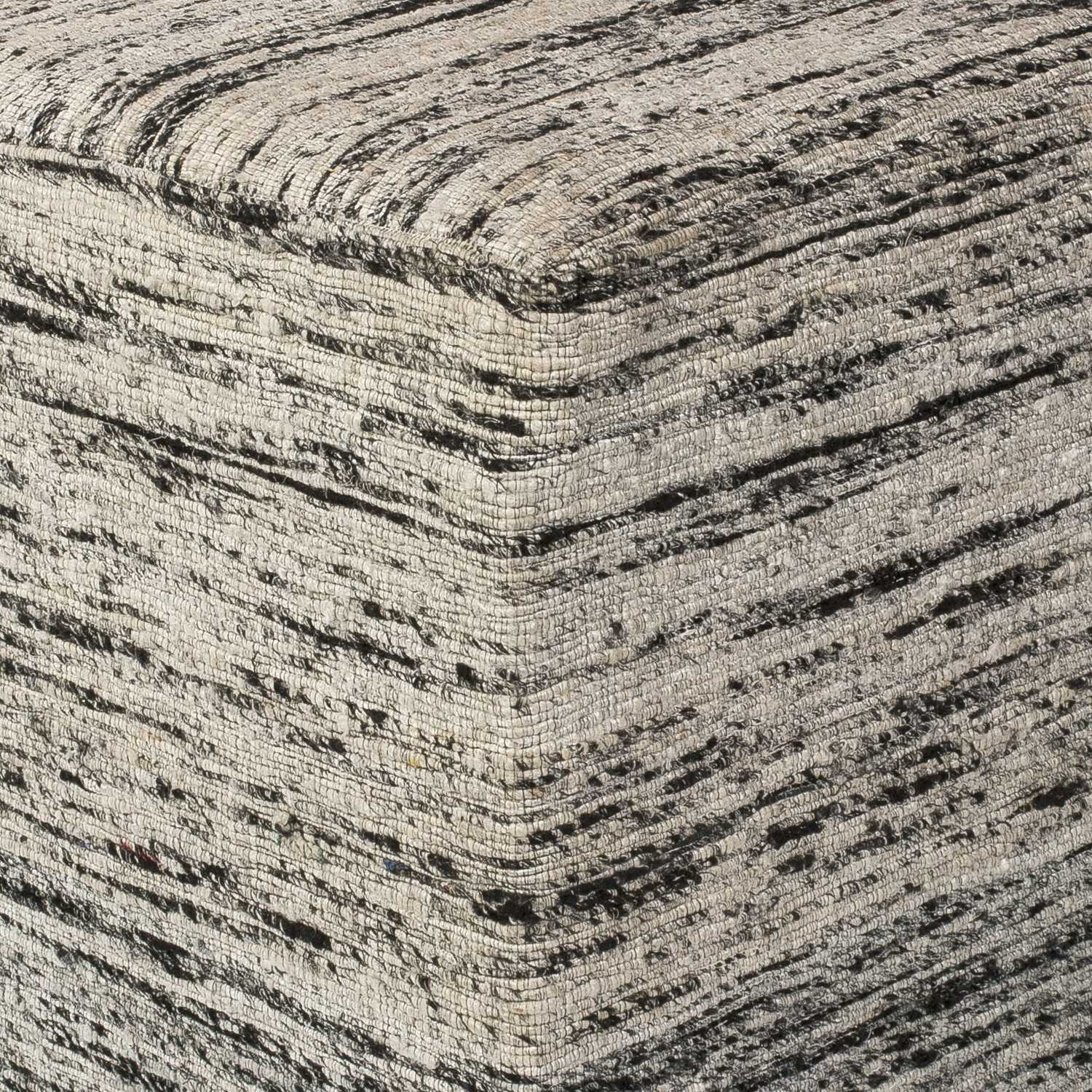 18" x 18" Viscose Black and  White Pouf