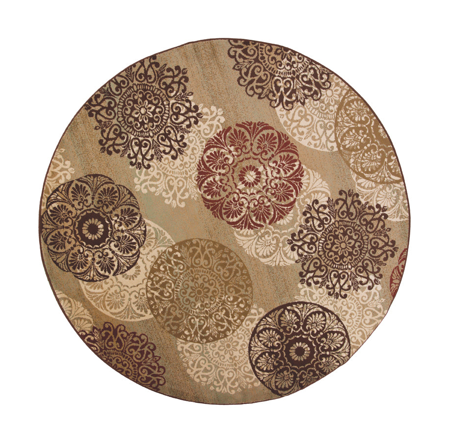 7' Round Polypropylene Sage Area Rug