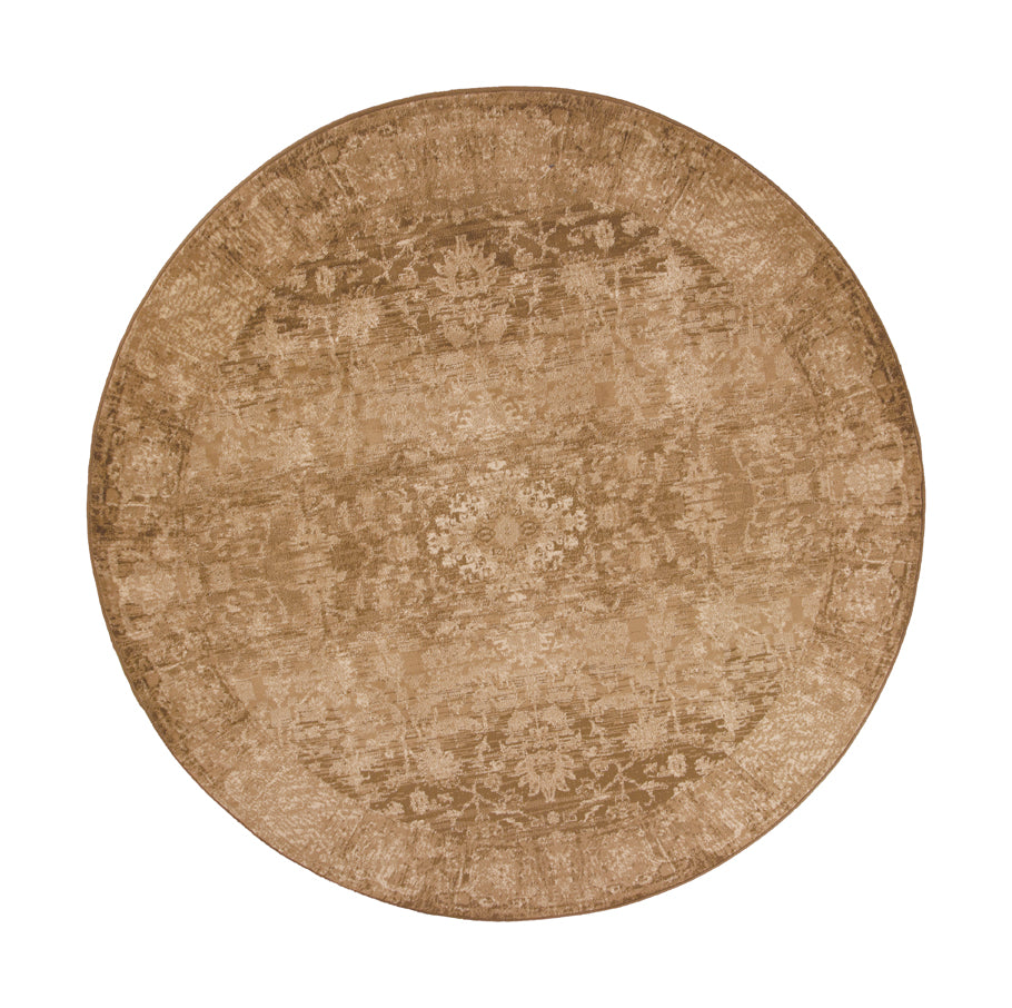 7' Round Polypropylene Beige Area Rug