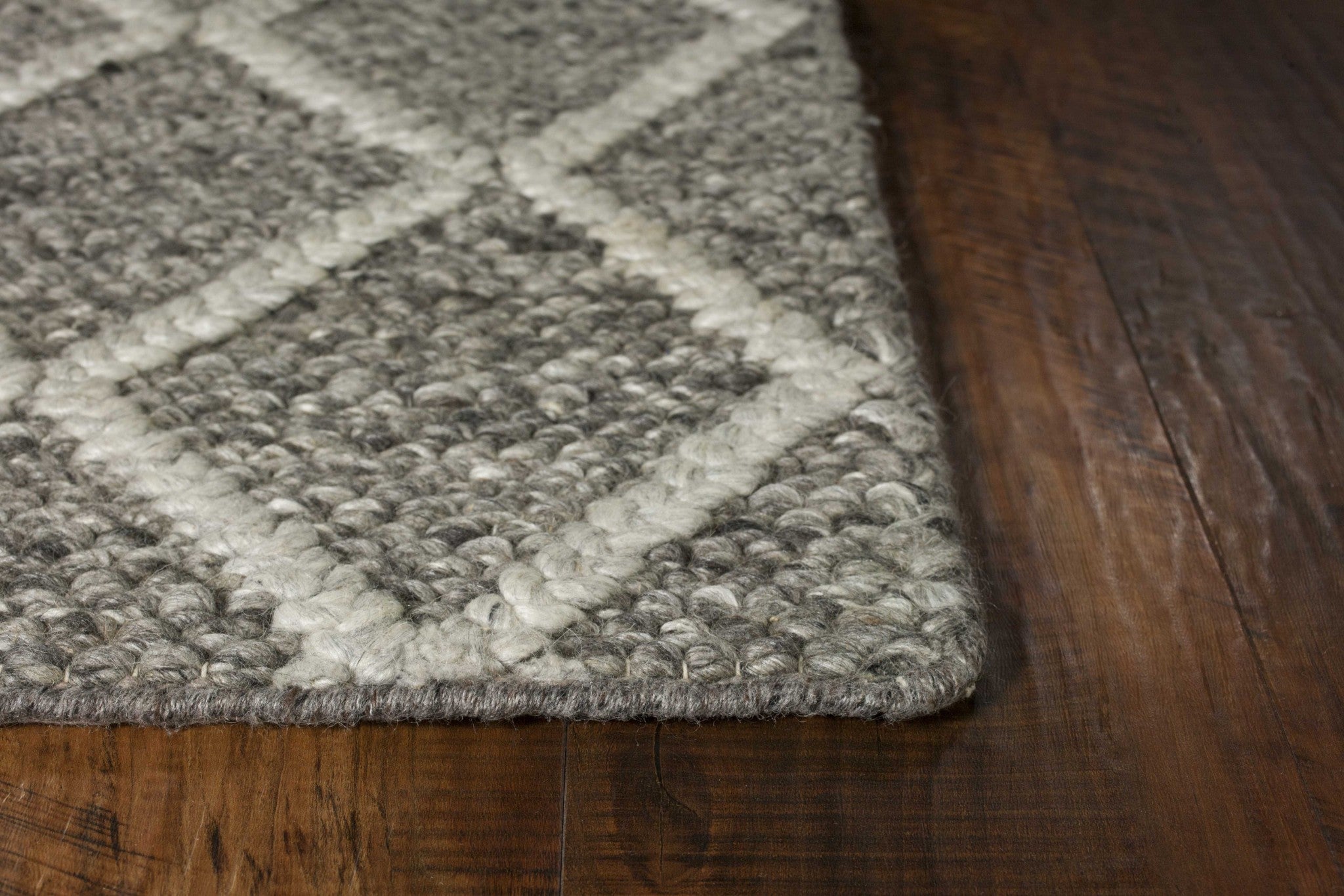 3' x 5' Wool Dark Grey Area Rug