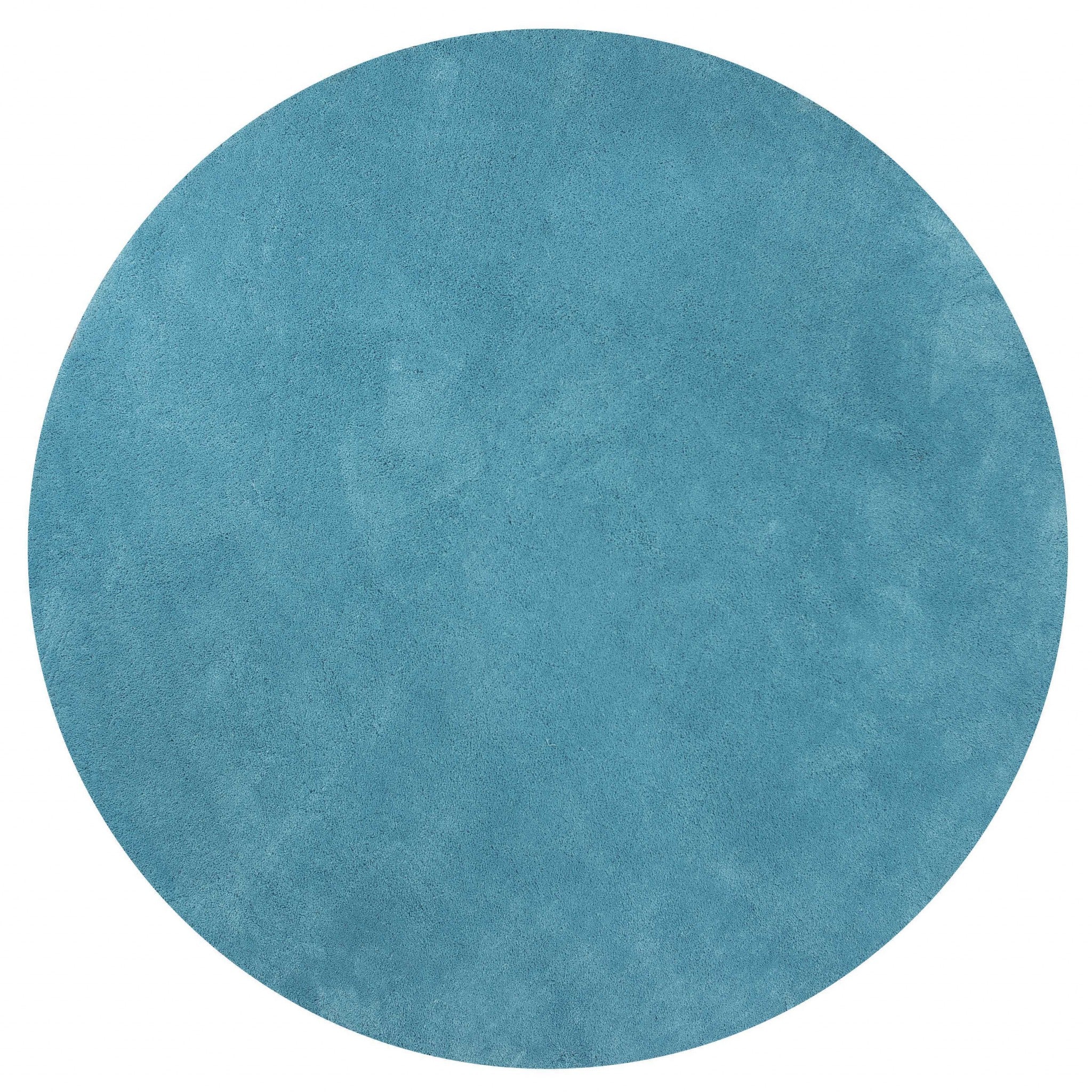 6' Round  Polyester Highlighter Blue Area Rug