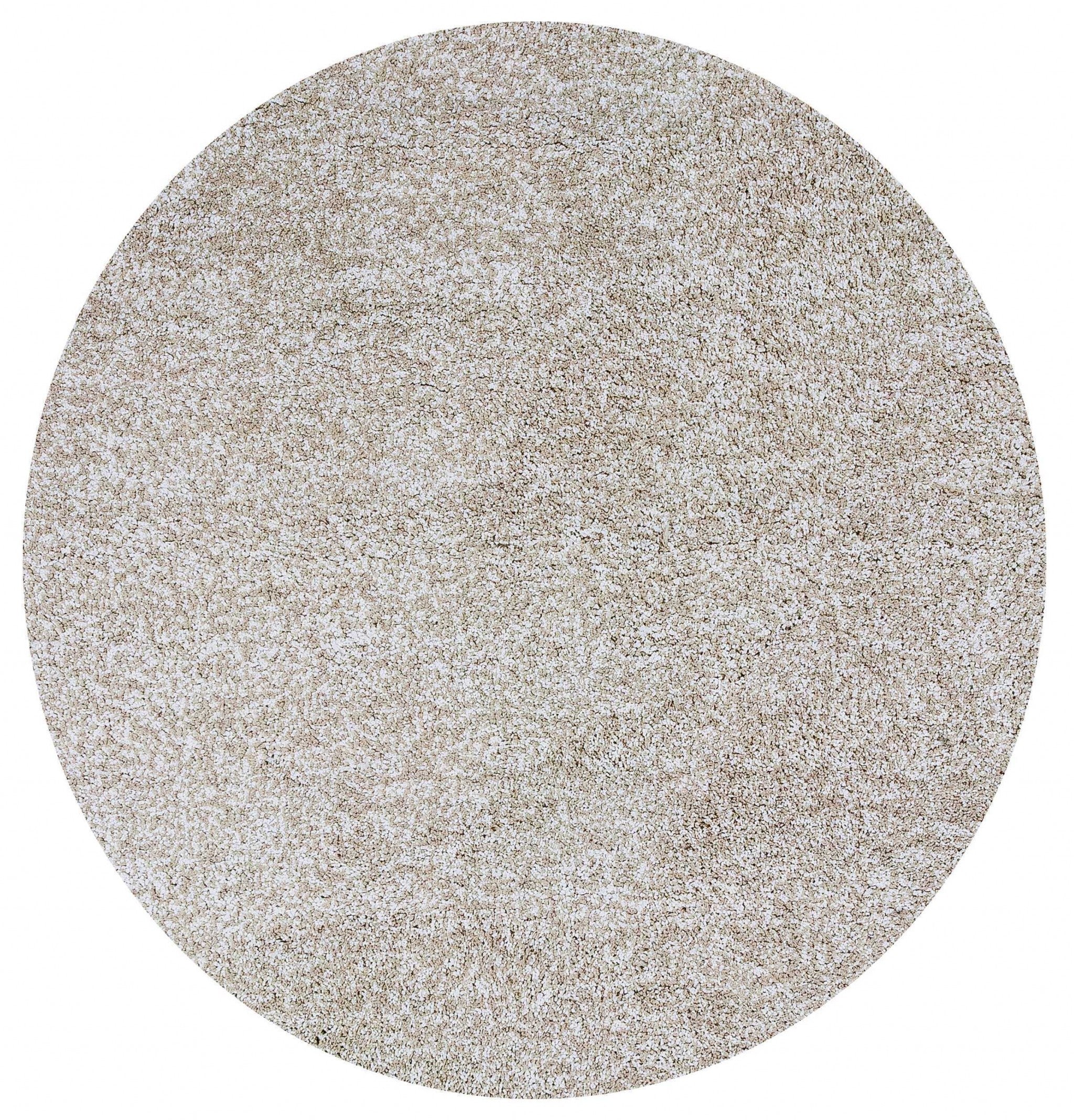 6' Round  Polyester Ivory  Heather Area Rug