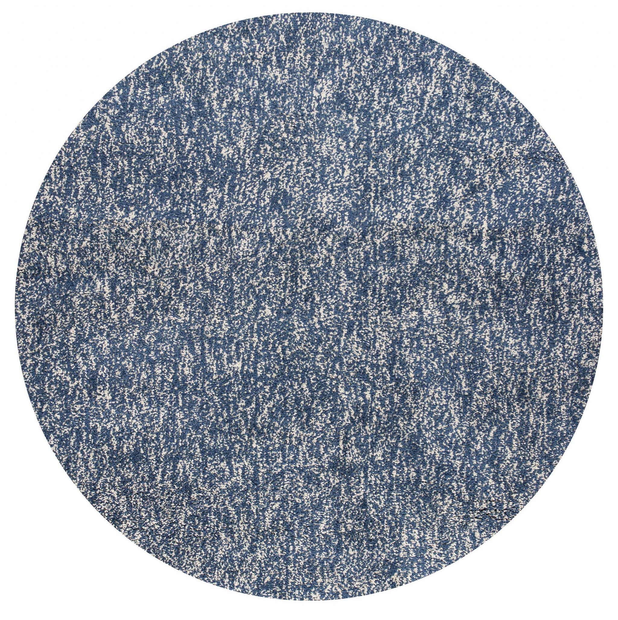 6' Round  Polyester Indigo or  Ivory  Heather Area Rug