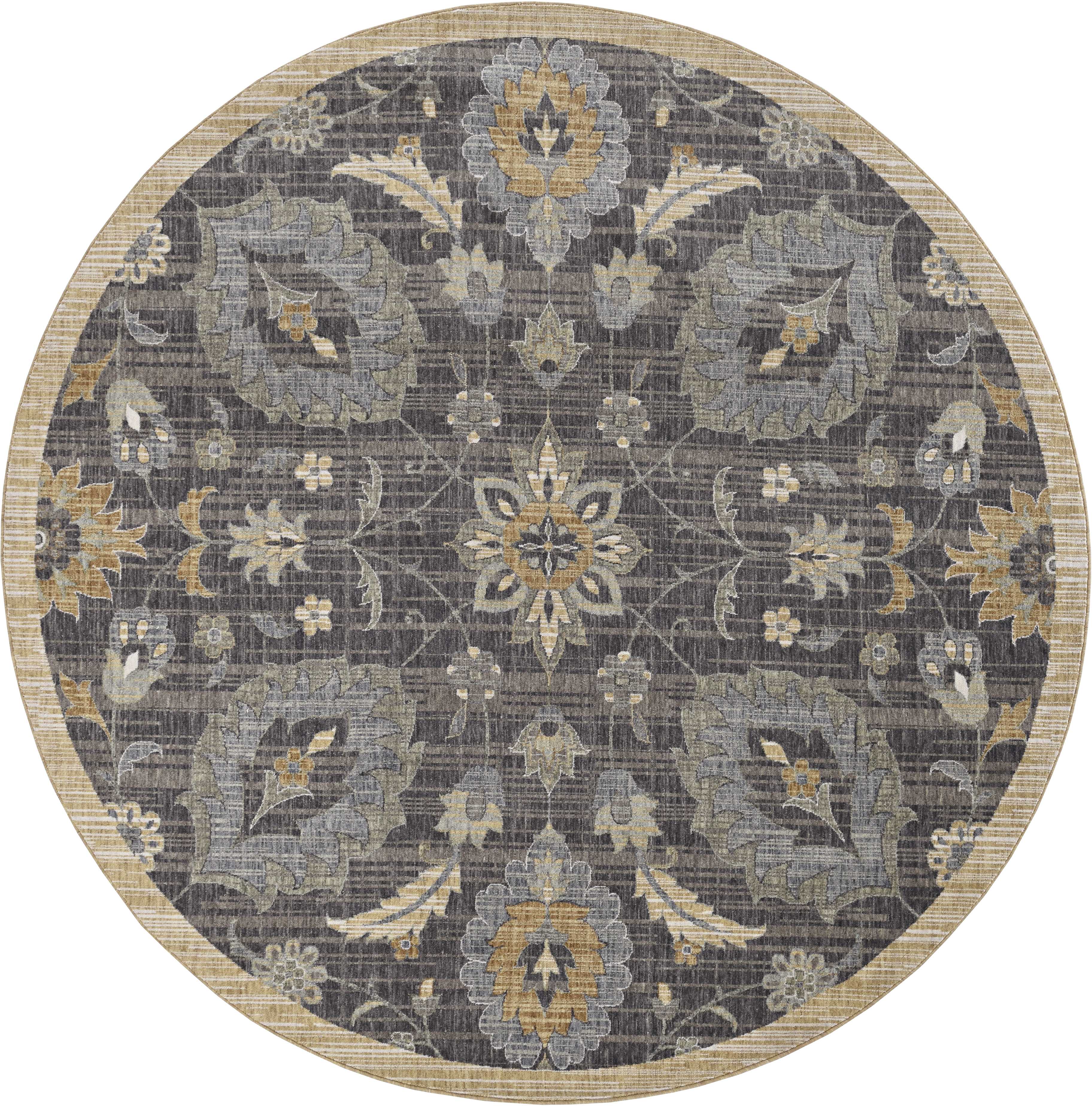 6' Round  Polyester Gold Area Rug