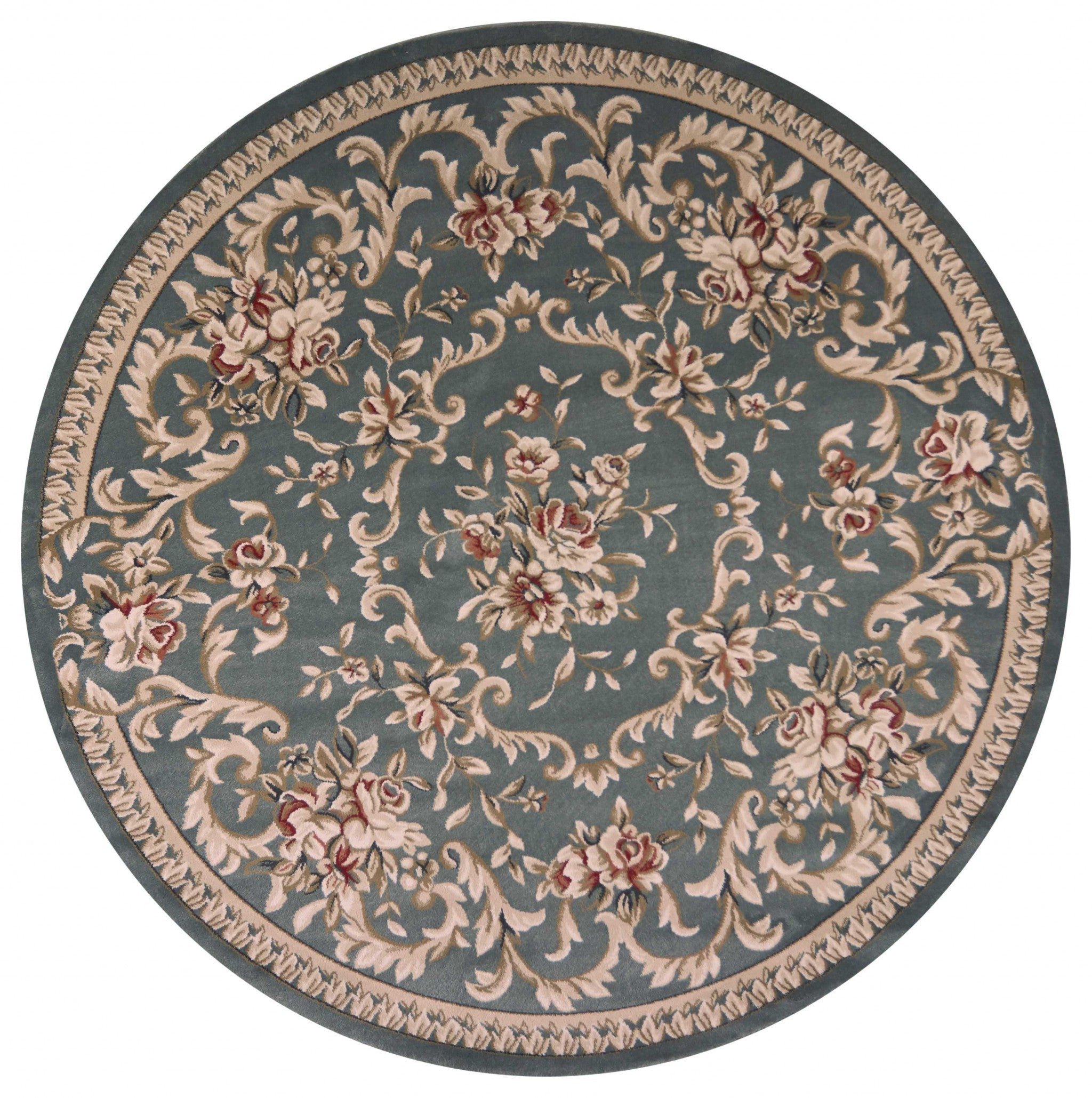 7' Round  Polypropylene Slate Blue Area Rug